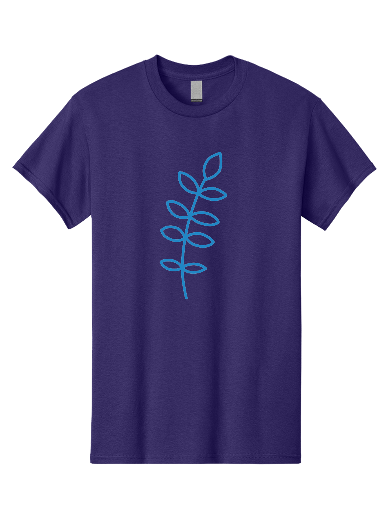 Stem-With-Leaves Men'S Graphic Tee, 100% Cotton, Comfortable Casual Summer Wear, Machine Washable, Simple Drawing, Blue Stem, Leaves, Minimalist Design, Stylized Plant, Childlike Illustration, Simple Shapes, Botanical Elements, Aab793 19