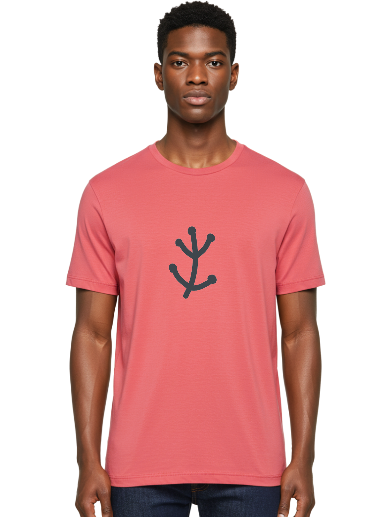 Stylized-Branch Men'S Graphic Tee, 100% Cotton, Comfortable Casual Summer Wear, Machine Washable, Stylized Trident Symbol, Dark Gray Icon, Minimalist Design, Abstract Shape, Futuristic Logo, Simple Graphics, Monochrome Icon, Symbolic Imagery, Aab794 6