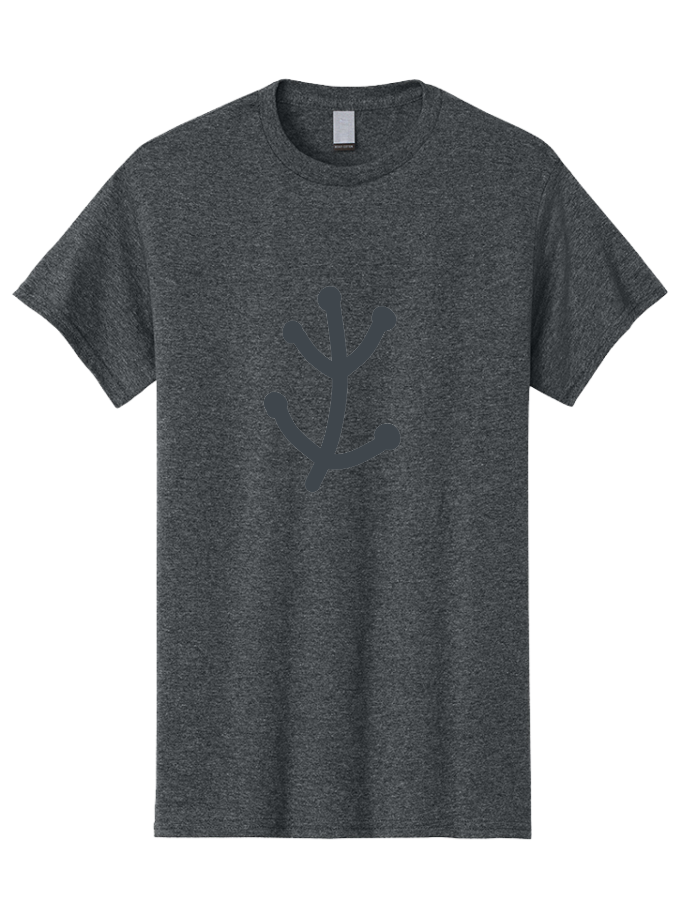 Stylized-Branch Men'S Graphic Tee, 100% Cotton, Comfortable Casual Summer Wear, Machine Washable, Stylized Trident Symbol, Dark Gray Icon, Minimalist Design, Abstract Shape, Futuristic Logo, Simple Graphics, Monochrome Icon, Symbolic Imagery, Aab794 25