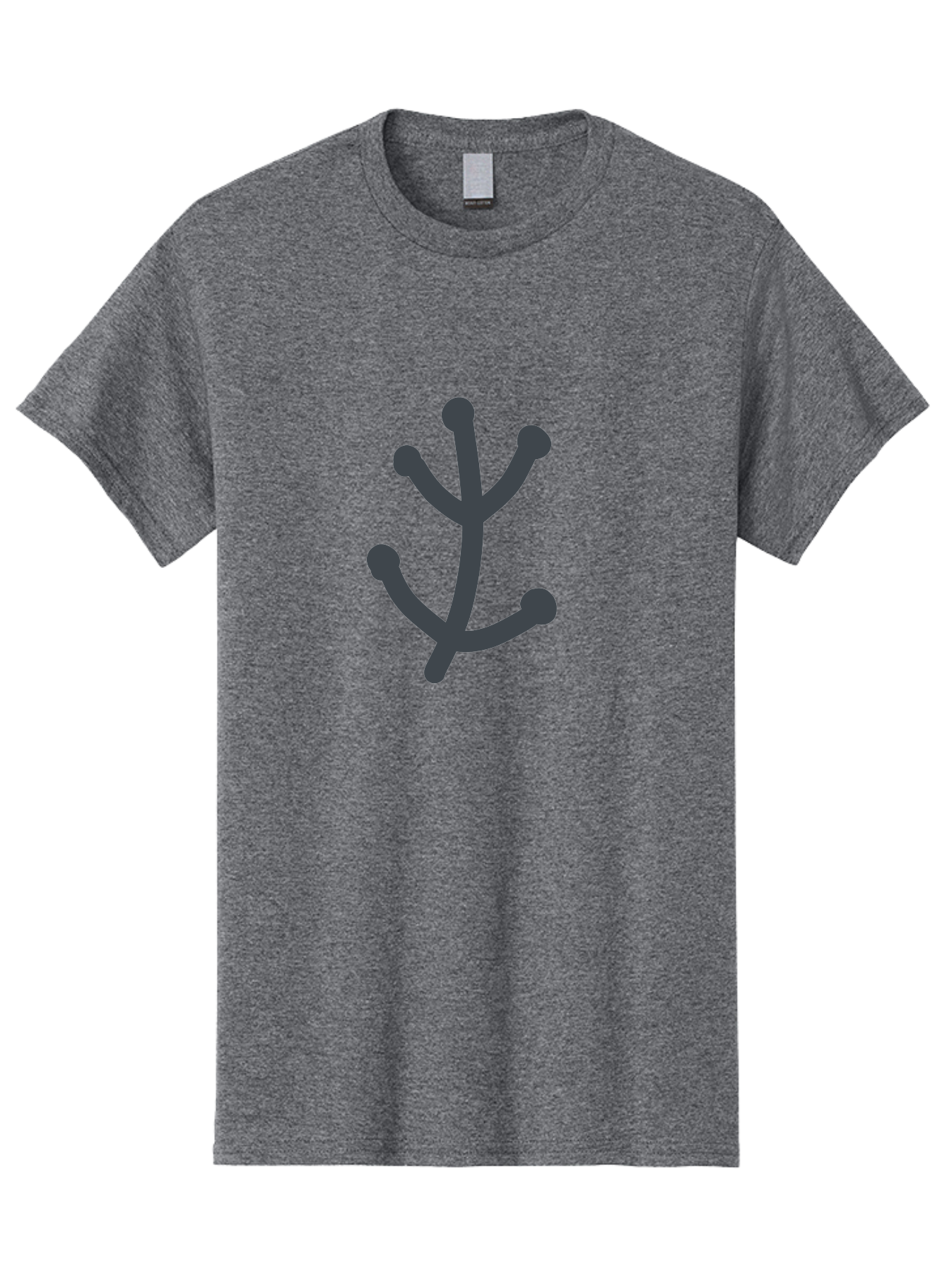 Stylized-Branch Men'S Graphic Tee, 100% Cotton, Comfortable Casual Summer Wear, Machine Washable, Stylized Trident Symbol, Dark Gray Icon, Minimalist Design, Abstract Shape, Futuristic Logo, Simple Graphics, Monochrome Icon, Symbolic Imagery, Aab794 27