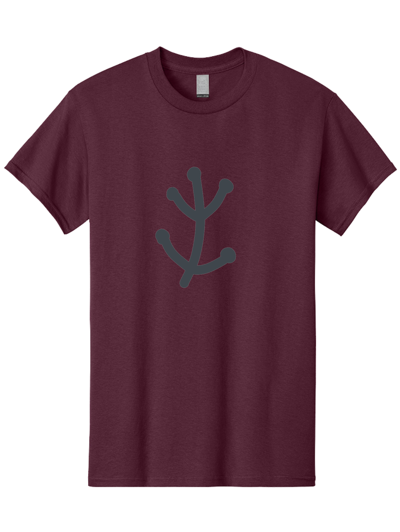 Stylized-Branch Men'S Graphic Tee, 100% Cotton, Comfortable Casual Summer Wear, Machine Washable, Stylized Trident Symbol, Dark Gray Icon, Minimalist Design, Abstract Shape, Futuristic Logo, Simple Graphics, Monochrome Icon, Symbolic Imagery, Aab794 23