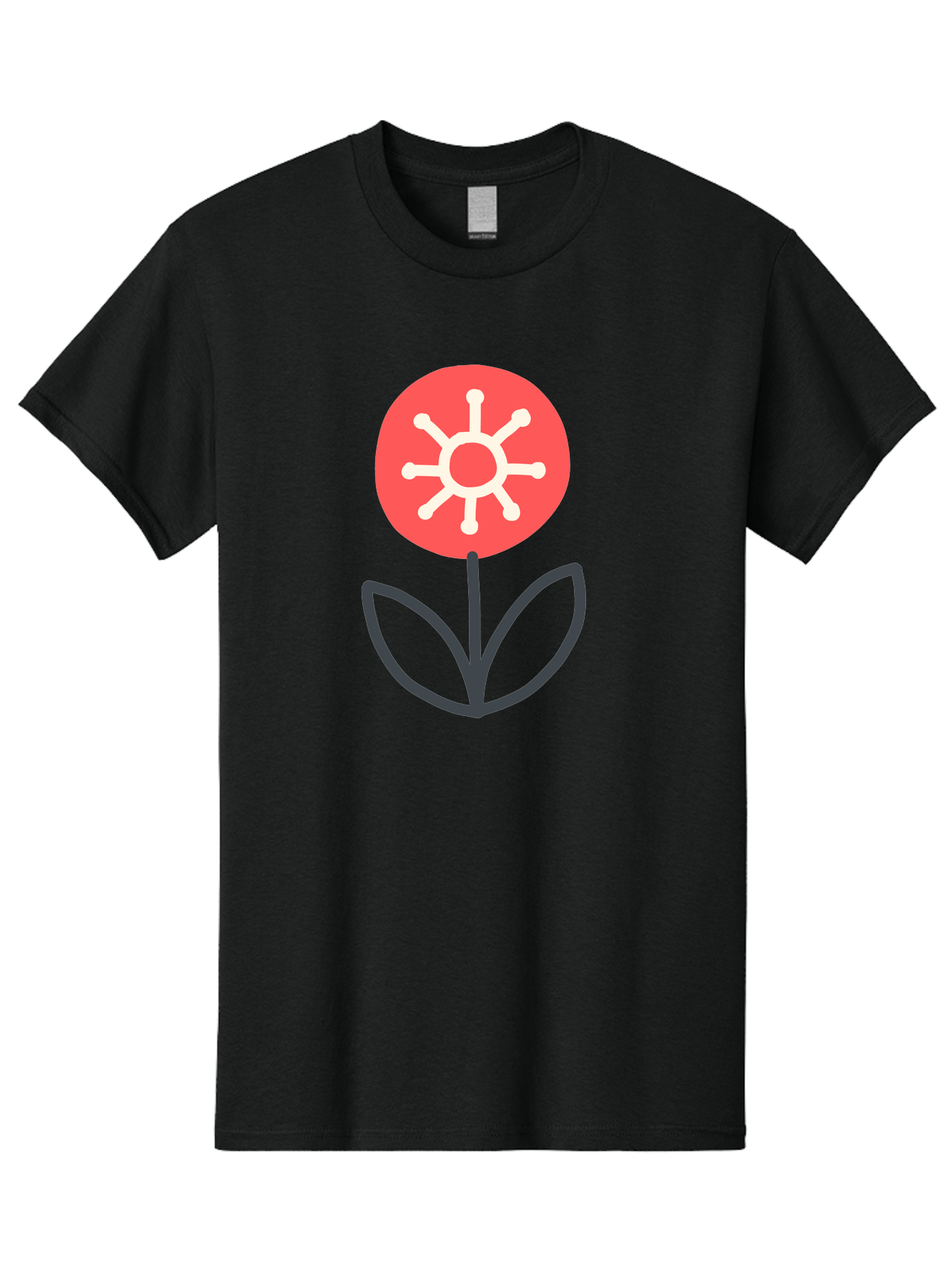Sunflower-Icon Men'S Graphic Tee, 100% Cotton, Comfortable Casual Summer Wear, Machine Washable, Stylized Sunflower, Simple Flower Design, Abstract Sun Symbol, Red And White Colors, Minimalist Logo, Floral Icon, Modern Graphic Aab797 25