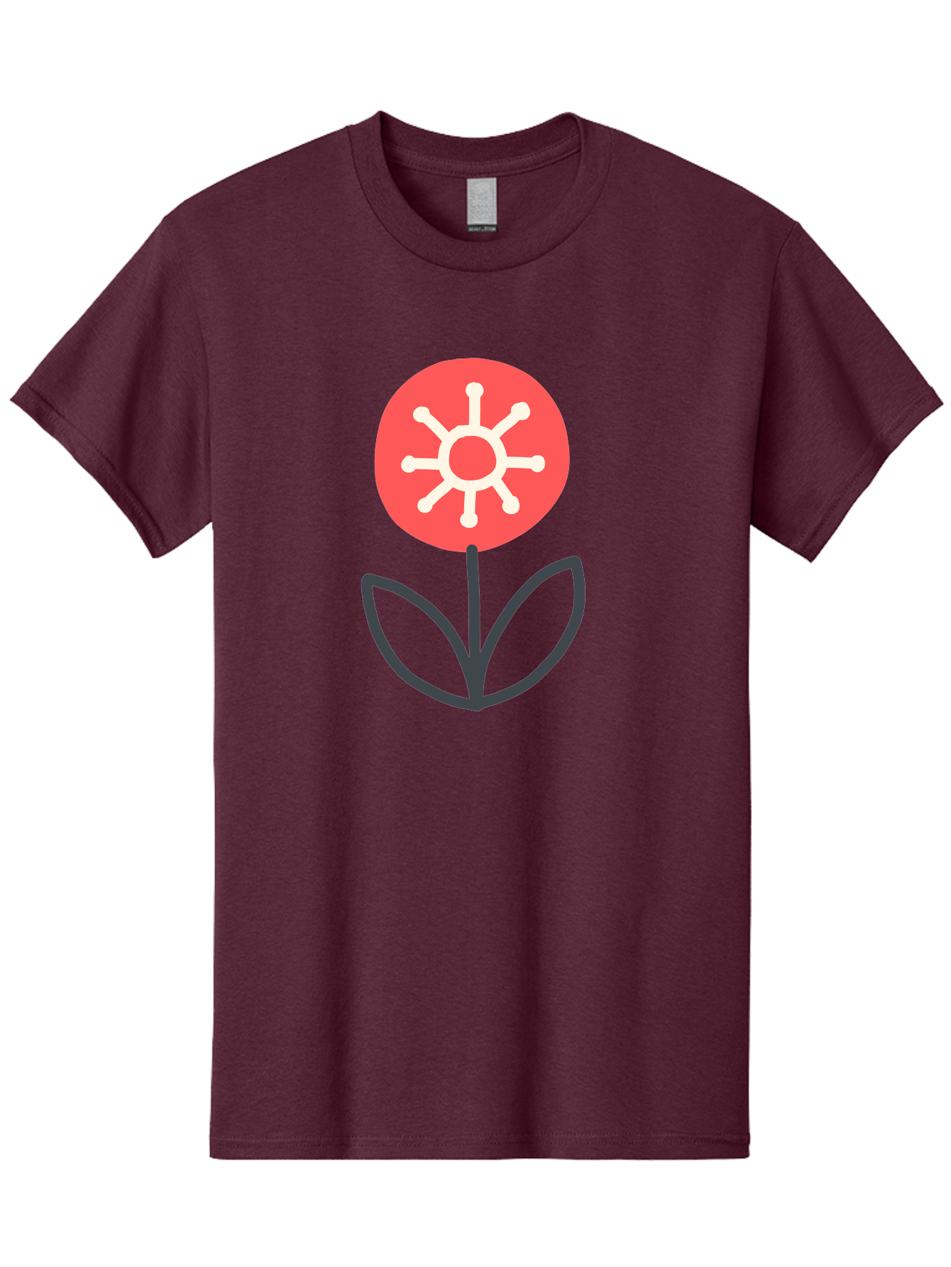 Sunflower-Icon Men'S Graphic Tee, 100% Cotton, Comfortable Casual Summer Wear, Machine Washable, Stylized Sunflower, Simple Flower Design, Abstract Sun Symbol, Red And White Colors, Minimalist Logo, Floral Icon, Modern Graphic Aab797 13