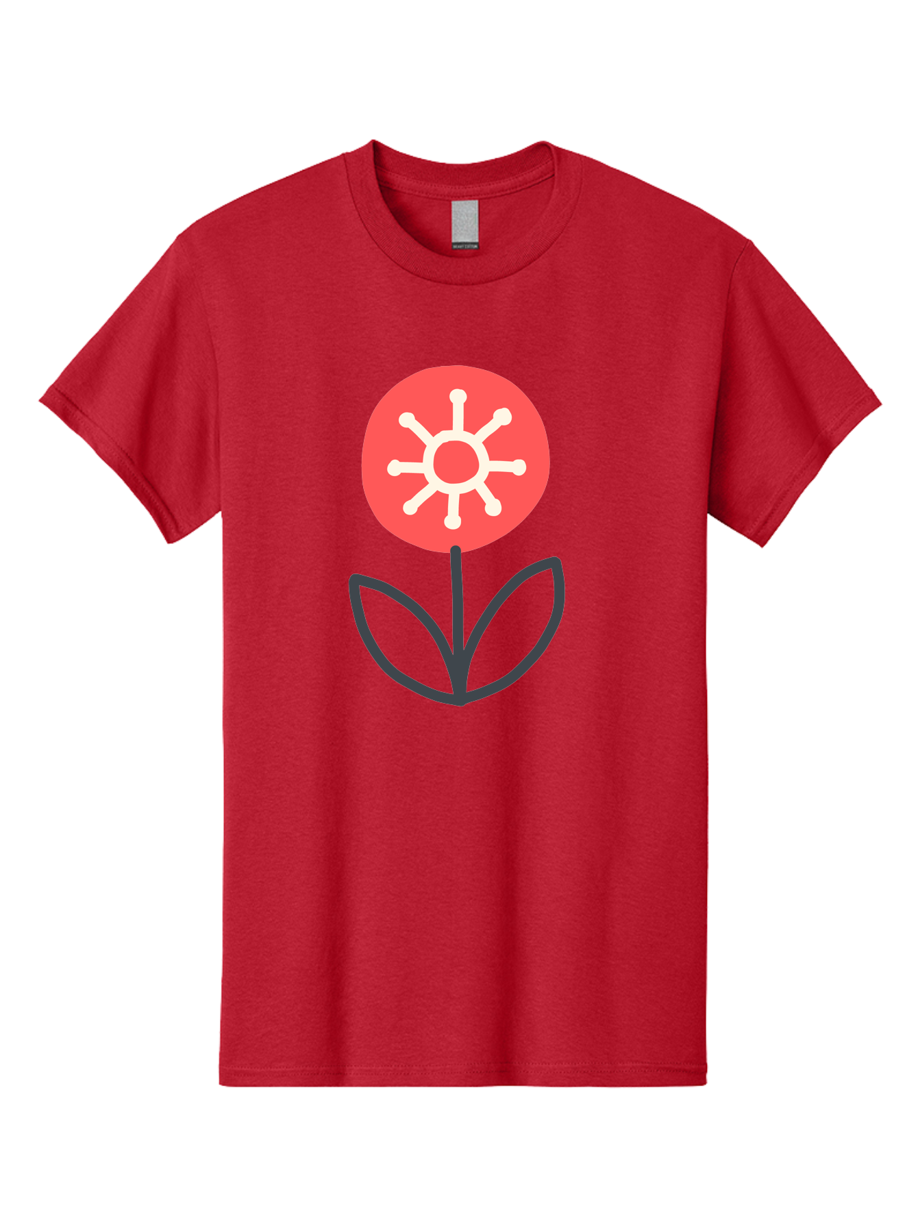Sunflower-Icon Men'S Graphic Tee, 100% Cotton, Comfortable Casual Summer Wear, Machine Washable, Stylized Sunflower, Simple Flower Design, Abstract Sun Symbol, Red And White Colors, Minimalist Logo, Floral Icon, Modern Graphic Aab797 29