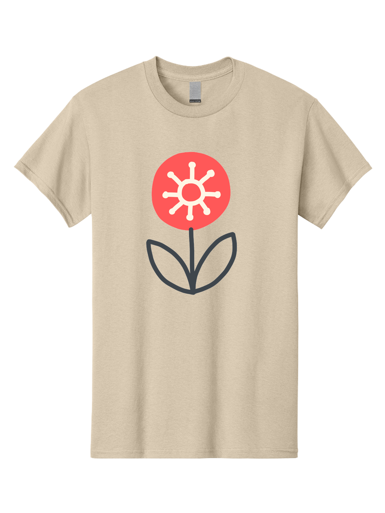 Sunflower-Icon Men'S Graphic Tee, 100% Cotton, Comfortable Casual Summer Wear, Machine Washable, Stylized Sunflower, Simple Flower Design, Abstract Sun Symbol, Red And White Colors, Minimalist Logo, Floral Icon, Modern Graphic Aab797 1