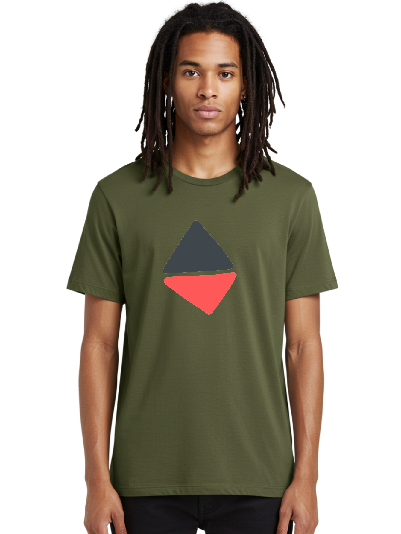 Triangles Men'S Graphic Tee, 100% Cotton, Comfortable Casual Summer Wear, Machine Washable, Geometric Shapes, Triangle Design, Overlapping Forms, Black And Red Colors, Simple Graphics, Abstract Art, Minimalist Style Aab807 8