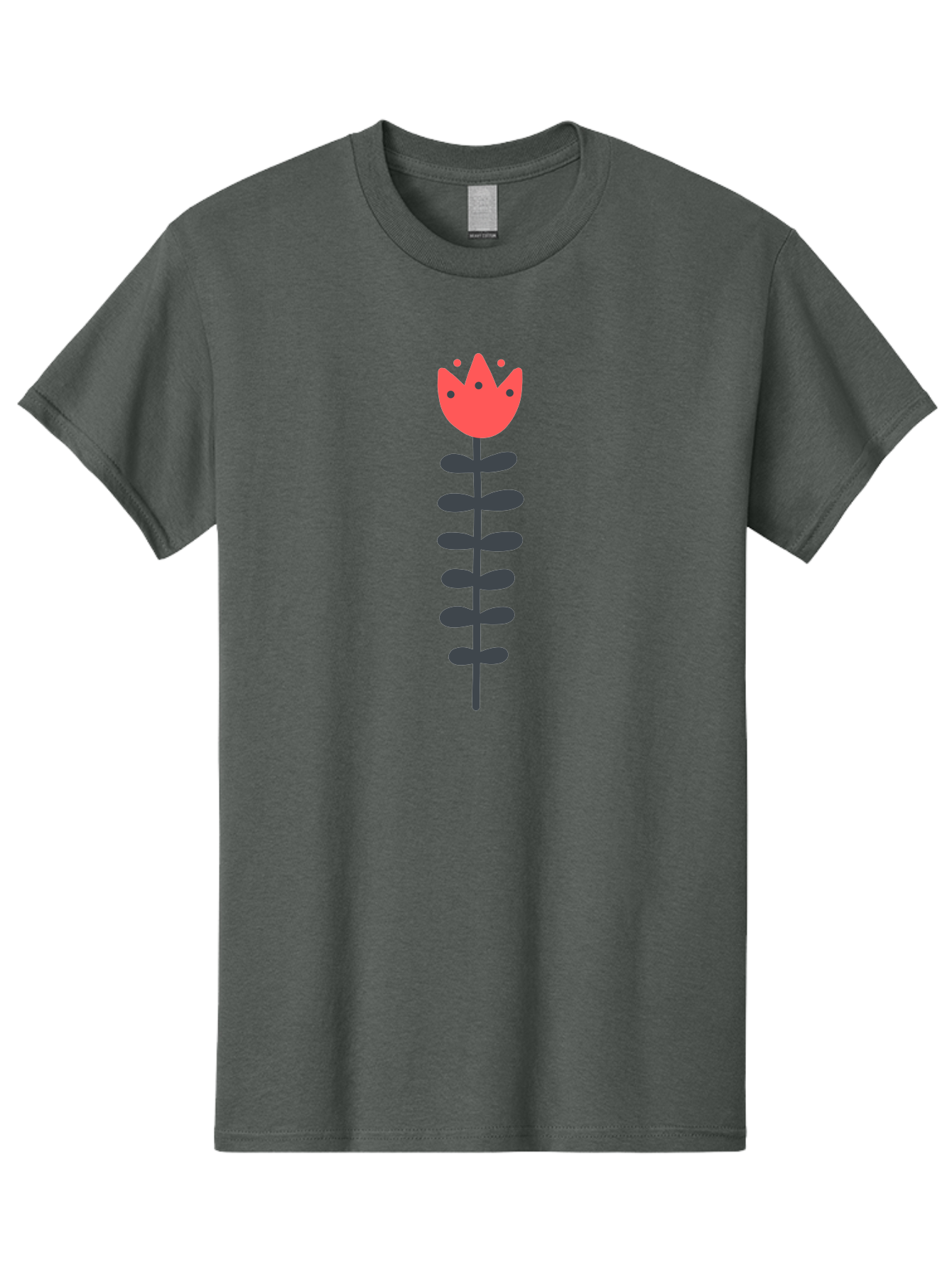 Tulip-Illustration Men'S Graphic Tee, 100% Cotton, Comfortable Casual Summer Wear, Machine Washable, Stylized Tulip, Minimalist Design, Simple Shapes, Red Tulip, Purple Leaves, Modern Art, Floral Motif, Artistic Expression, Creative Design Aab809 3