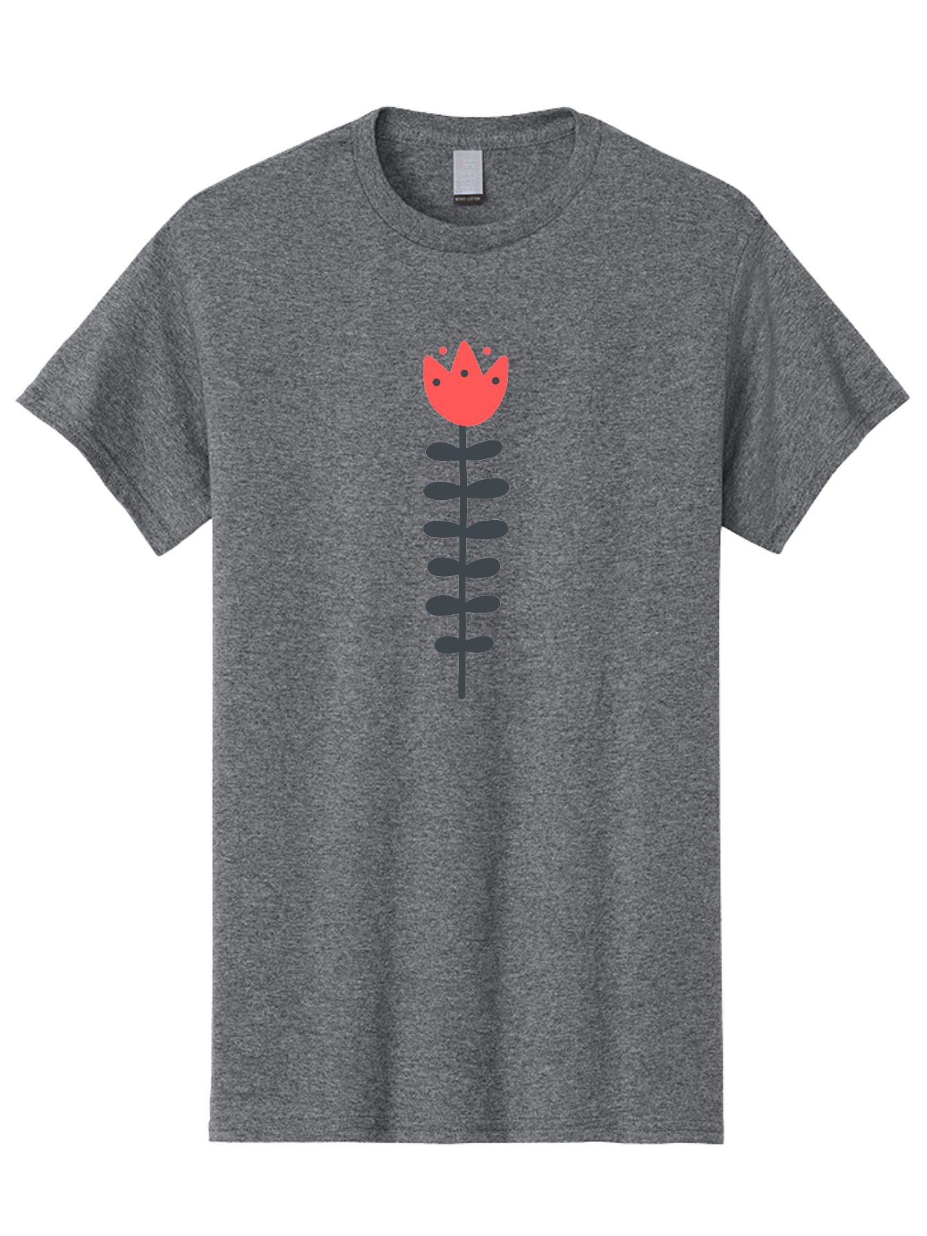 Tulip-Illustration Men'S Graphic Tee, 100% Cotton, Comfortable Casual Summer Wear, Machine Washable, Stylized Tulip, Minimalist Design, Simple Shapes, Red Tulip, Purple Leaves, Modern Art, Floral Motif, Artistic Expression, Creative Design Aab809 9