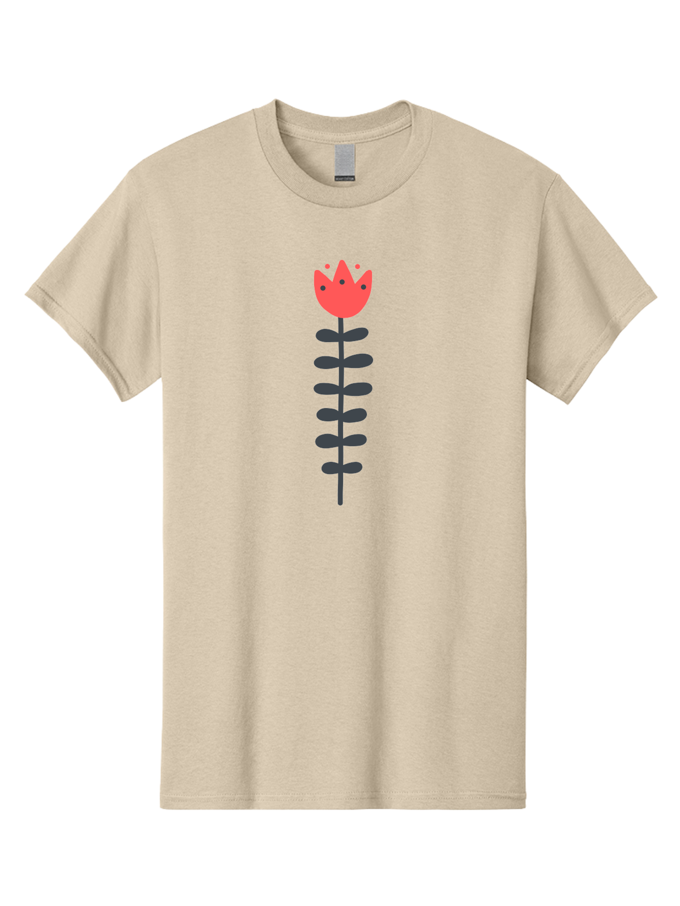 Tulip-Illustration Men'S Graphic Tee, 100% Cotton, Comfortable Casual Summer Wear, Machine Washable, Stylized Tulip, Minimalist Design, Simple Shapes, Red Tulip, Purple Leaves, Modern Art, Floral Motif, Artistic Expression, Creative Design Aab809 25