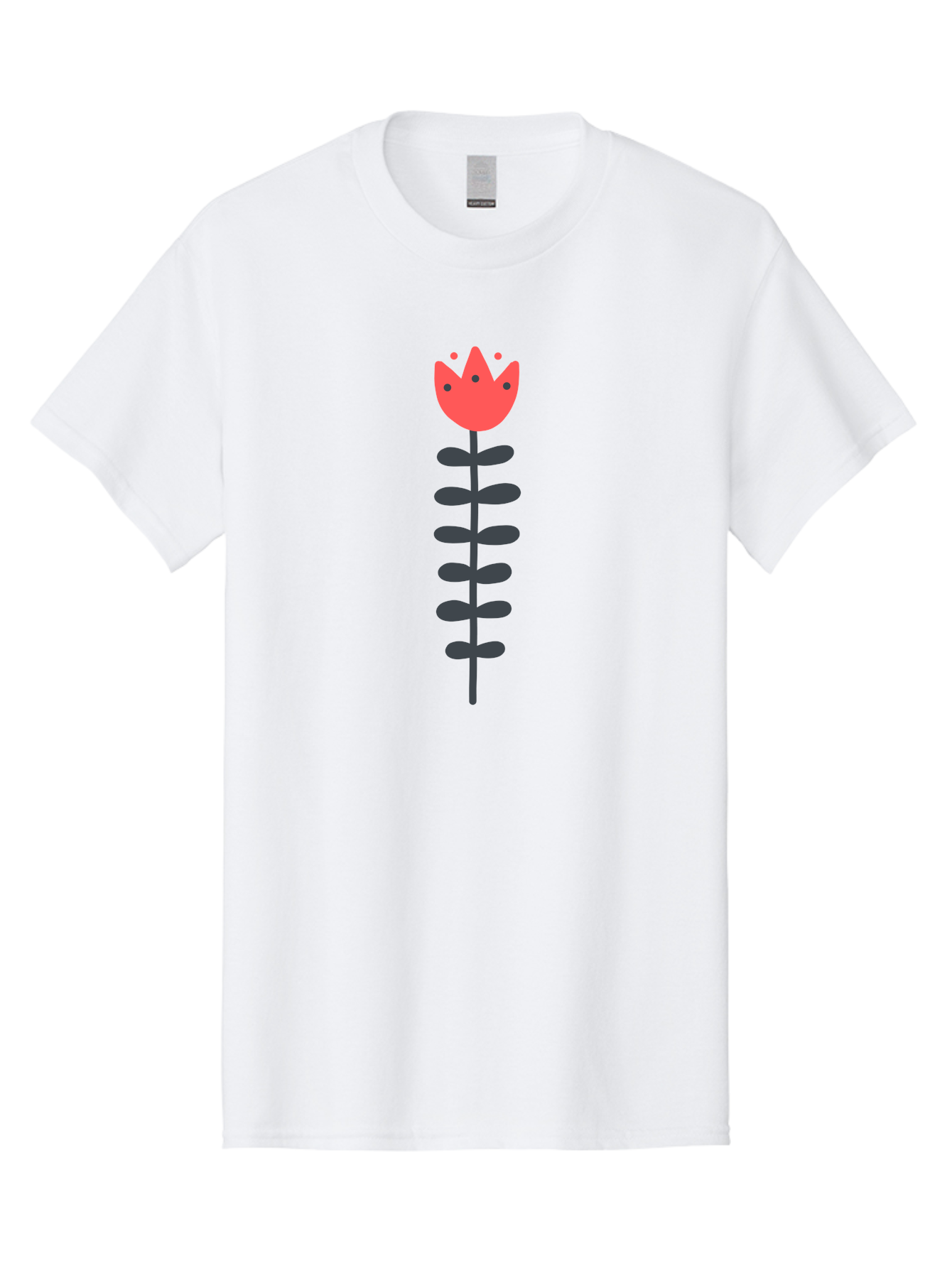 Tulip-Illustration Men'S Graphic Tee, 100% Cotton, Comfortable Casual Summer Wear, Machine Washable, Stylized Tulip, Minimalist Design, Simple Shapes, Red Tulip, Purple Leaves, Modern Art, Floral Motif, Artistic Expression, Creative Design Aab809 5