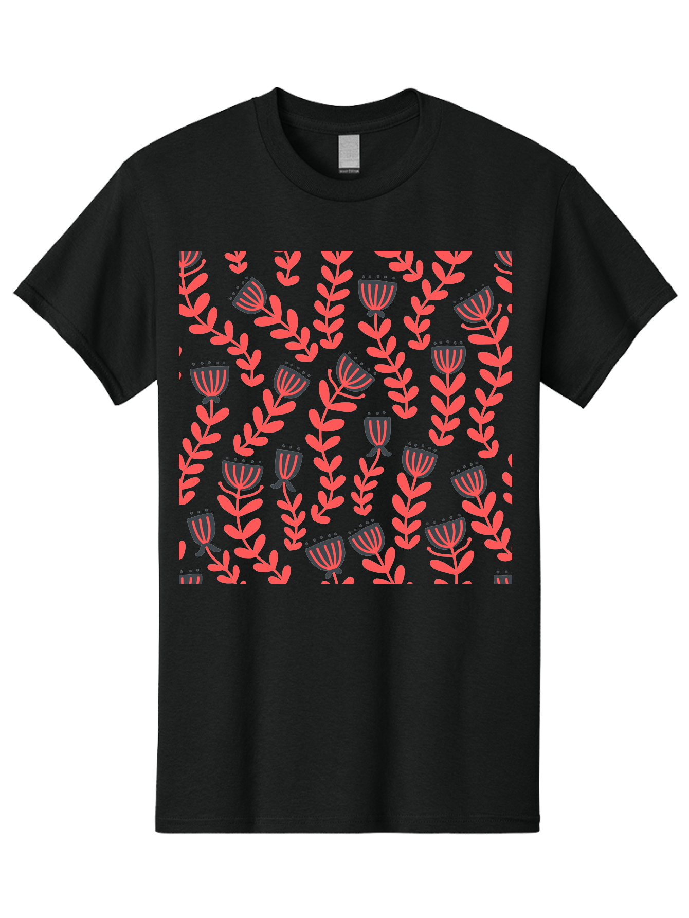 Tulip-Pattern Men'S Graphic Tee, 100% Cotton, Comfortable Casual Summer Wear, Machine Washable, Repeating Pattern, Pink Flowers, Leaves, Floral Design, Abstract Shapes, Vibrant Colors, Striped Patterns, Whimsical Art Aab811 29