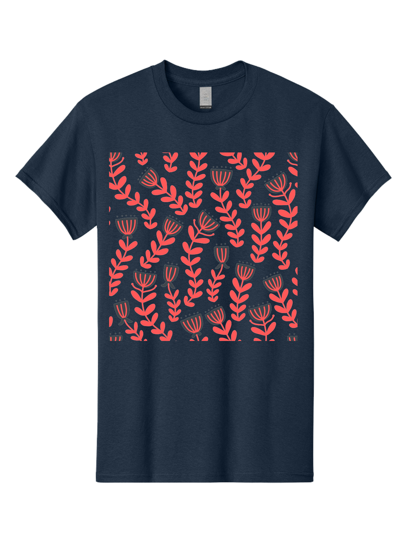 Tulip-Pattern Men'S Graphic Tee, 100% Cotton, Comfortable Casual Summer Wear, Machine Washable, Repeating Pattern, Pink Flowers, Leaves, Floral Design, Abstract Shapes, Vibrant Colors, Striped Patterns, Whimsical Art Aab811 15