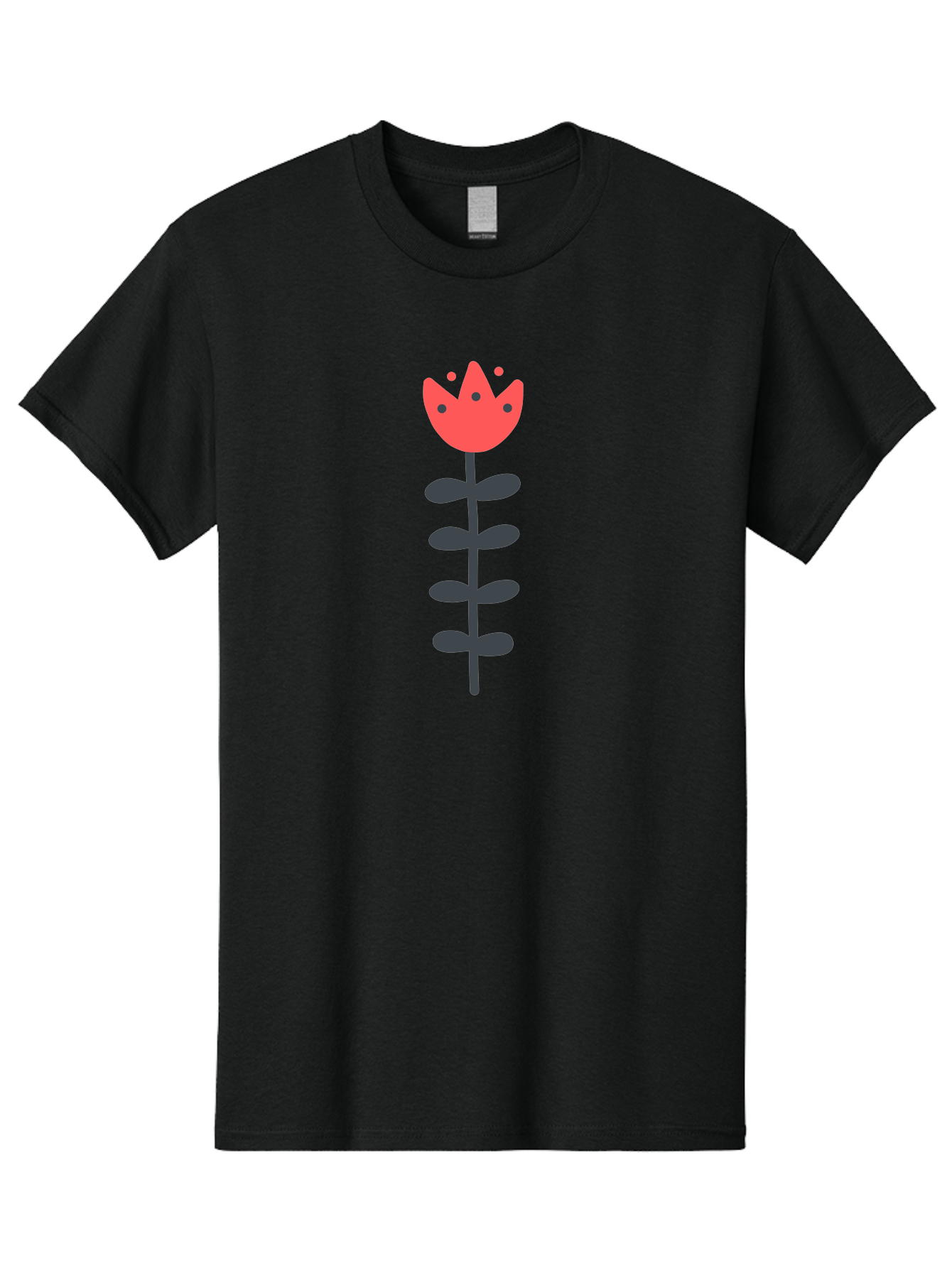 Tulip Men'S Graphic Tee, 100% Cotton, Comfortable Casual Summer Wear, Machine Washable, Red Tulip, Simple Flower, Minimalist Design, Floral Illustration, Cute Cartoon Flower, Vibrant Red Petals, Simple Stem, Black Leaves Aab812 3
