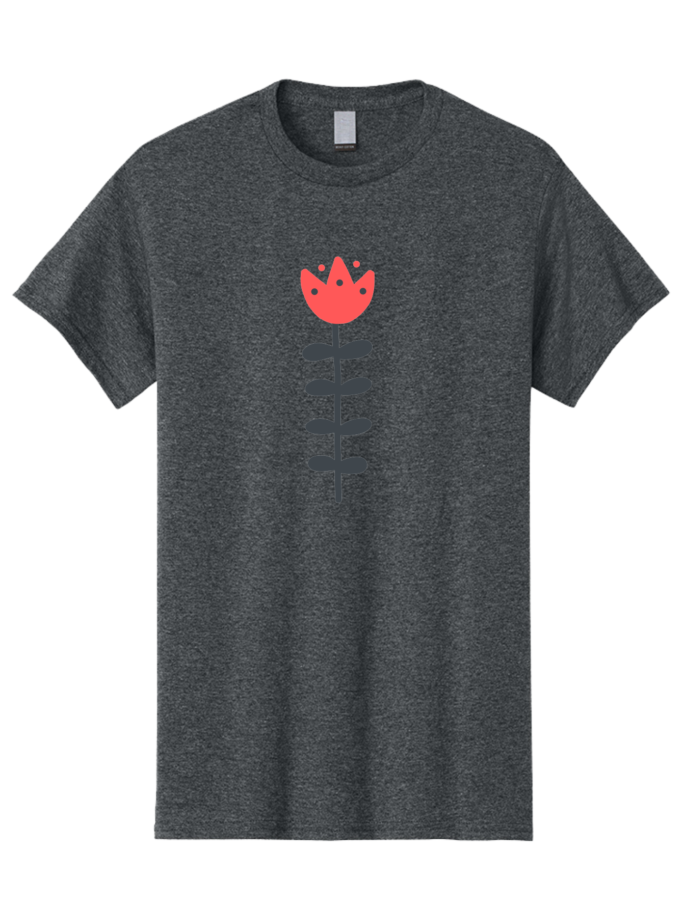 Tulip Men'S Graphic Tee, 100% Cotton, Comfortable Casual Summer Wear, Machine Washable, Red Tulip, Simple Flower, Minimalist Design, Floral Illustration, Cute Cartoon Flower, Vibrant Red Petals, Simple Stem, Black Leaves Aab812 5