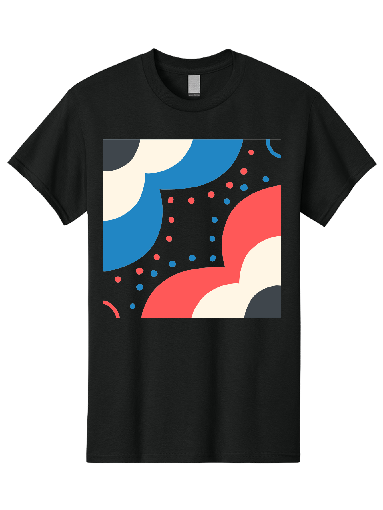Vibrant-Dots-Pattern Men'S Graphic Tee, 100% Cotton, Comfortable Casual Summer Wear, Machine Washable, Colorful Abstract Pattern, Vibrant Shapes, Blue, Red, Pink, White, Black, Geometric Design, Playful Artwork, Modern Graphic, Trendy Colors, Aab815 5