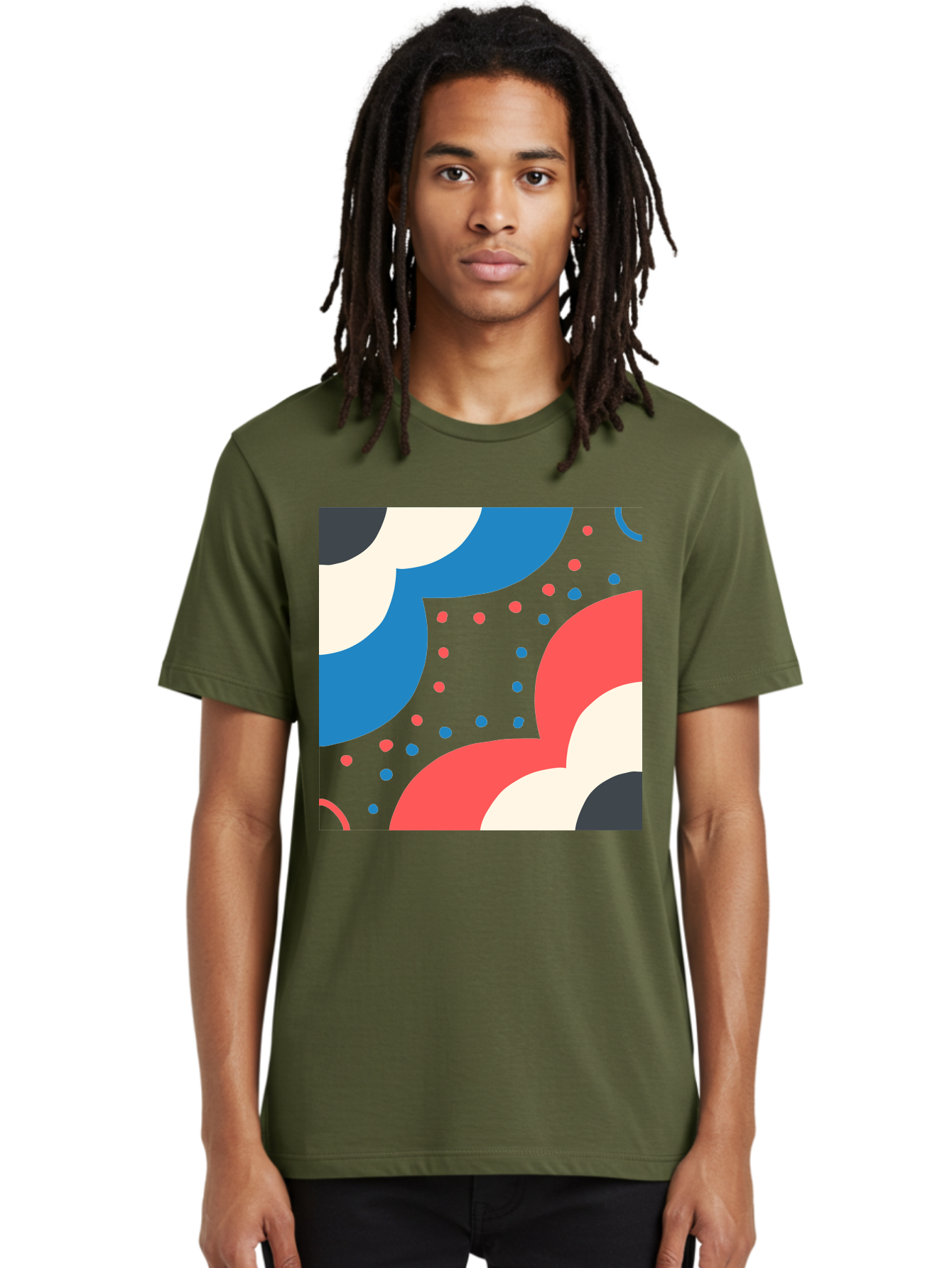 Vibrant-Dots-Pattern Men'S Graphic Tee, 100% Cotton, Comfortable Casual Summer Wear, Machine Washable, Colorful Abstract Pattern, Vibrant Shapes, Blue, Red, Pink, White, Black, Geometric Design, Playful Artwork, Modern Graphic, Trendy Colors, Aab815 20