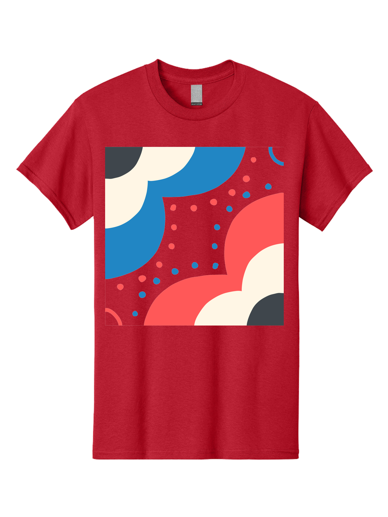Vibrant-Dots-Pattern Men'S Graphic Tee, 100% Cotton, Comfortable Casual Summer Wear, Machine Washable, Colorful Abstract Pattern, Vibrant Shapes, Blue, Red, Pink, White, Black, Geometric Design, Playful Artwork, Modern Graphic, Trendy Colors, Aab815 27