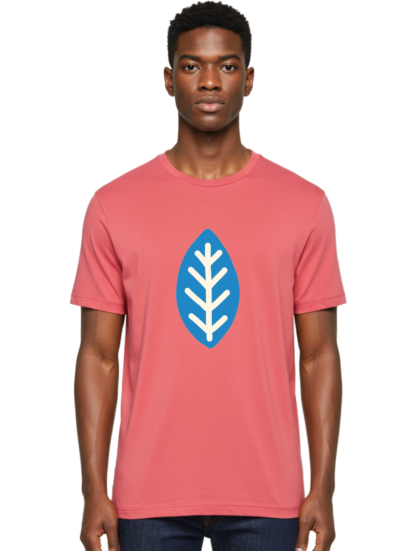 White-Leaf Men'S Graphic Tee, 100% Cotton, Comfortable Casual Summer Wear, Machine Washable, White Branch, Leaf Symbol, Nature Icon, Simple Design, Minimalistic Art, Eco-Friendly Logo, Stylized Leaf Aab817 2