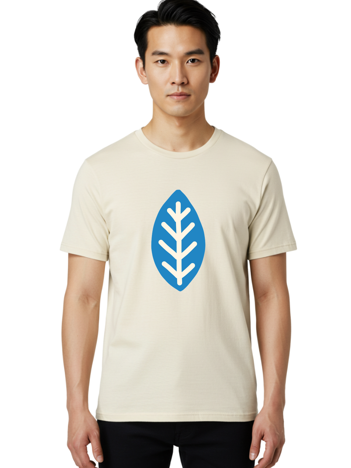 White-Leaf Men'S Graphic Tee, 100% Cotton, Comfortable Casual Summer Wear, Machine Washable, White Branch, Leaf Symbol, Nature Icon, Simple Design, Minimalistic Art, Eco-Friendly Logo, Stylized Leaf Aab817 6