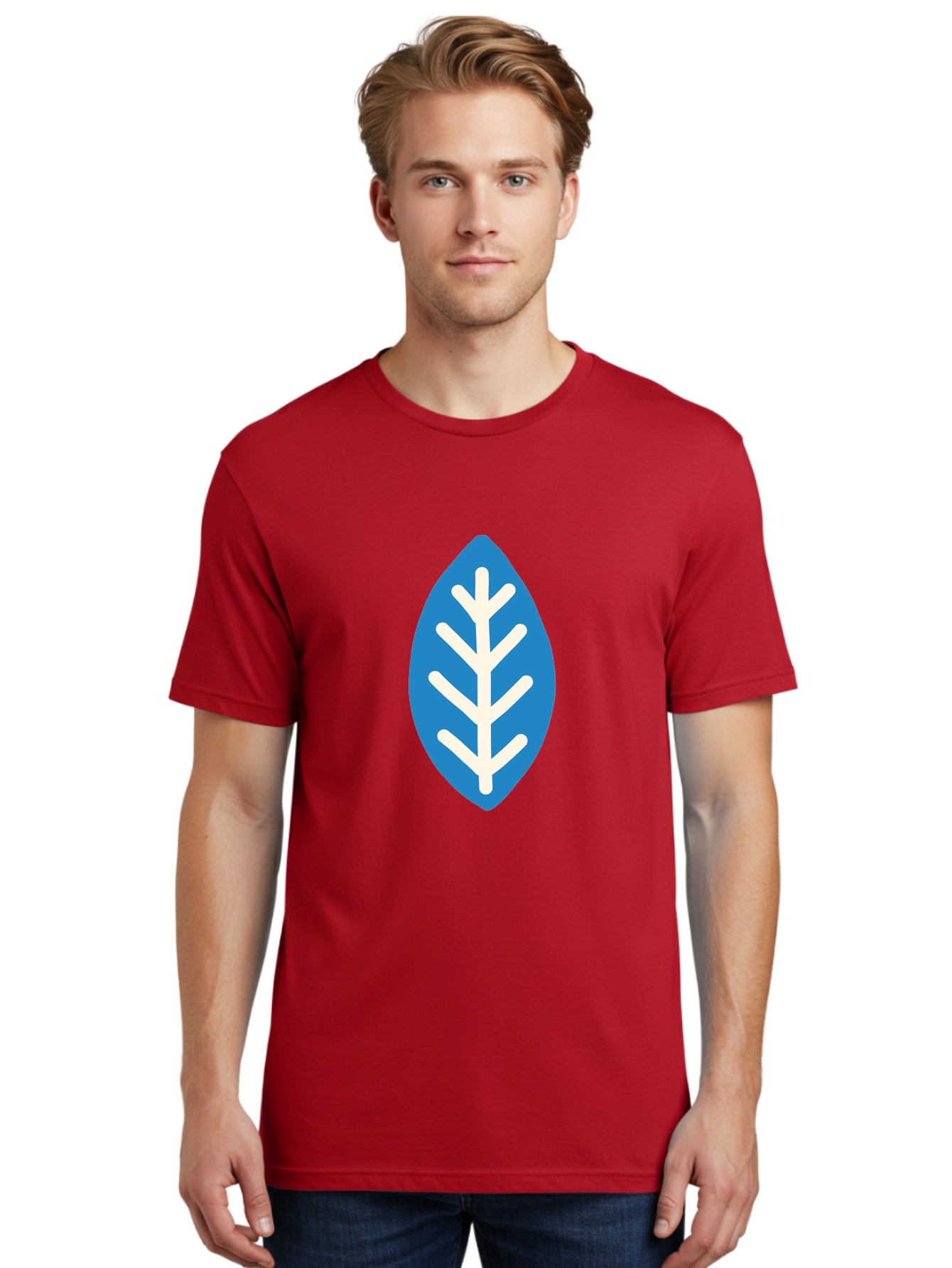White-Leaf Men'S Graphic Tee, 100% Cotton, Comfortable Casual Summer Wear, Machine Washable, White Branch, Leaf Symbol, Nature Icon, Simple Design, Minimalistic Art, Eco-Friendly Logo, Stylized Leaf Aab817 22