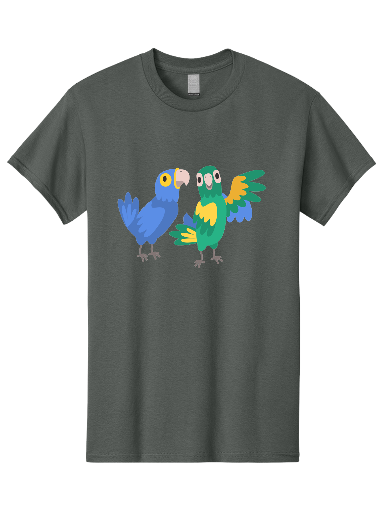 Blue-And-Green-Parrot Men'S Graphic Tee, 100% Cotton, Comfortable Casual Summer Wear, Machine Washable, Cartoon Parrots, Colorful Birds, Blue Parrot, Green Parrot, Yellow Accents, Bird Illustration, Vibrant Feathers, Talking Birds, Aab820 11