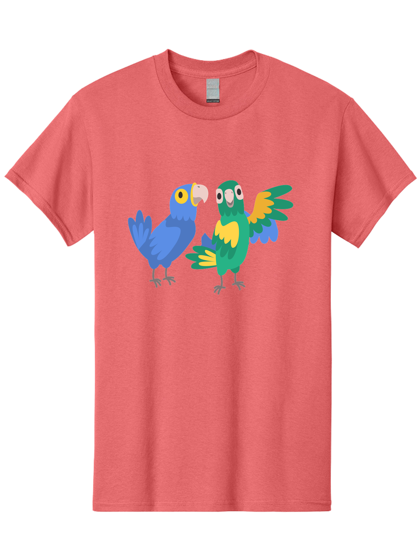 Blue-And-Green-Parrot Men'S Graphic Tee, 100% Cotton, Comfortable Casual Summer Wear, Machine Washable, Cartoon Parrots, Colorful Birds, Blue Parrot, Green Parrot, Yellow Accents, Bird Illustration, Vibrant Feathers, Talking Birds, Aab820 21