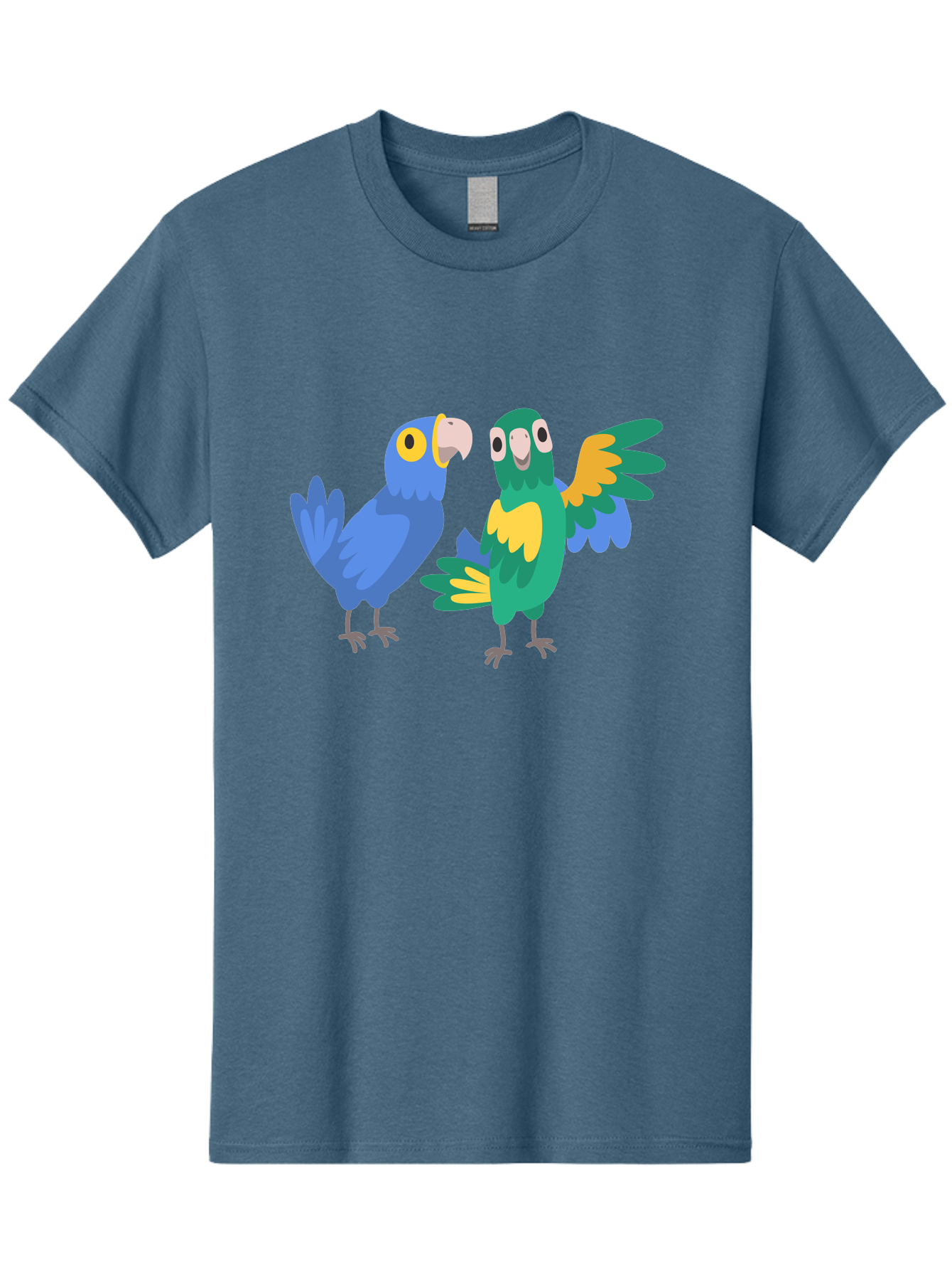 Blue-And-Green-Parrot Men'S Graphic Tee, 100% Cotton, Comfortable Casual Summer Wear, Machine Washable, Cartoon Parrots, Colorful Birds, Blue Parrot, Green Parrot, Yellow Accents, Bird Illustration, Vibrant Feathers, Talking Birds, Aab820 17