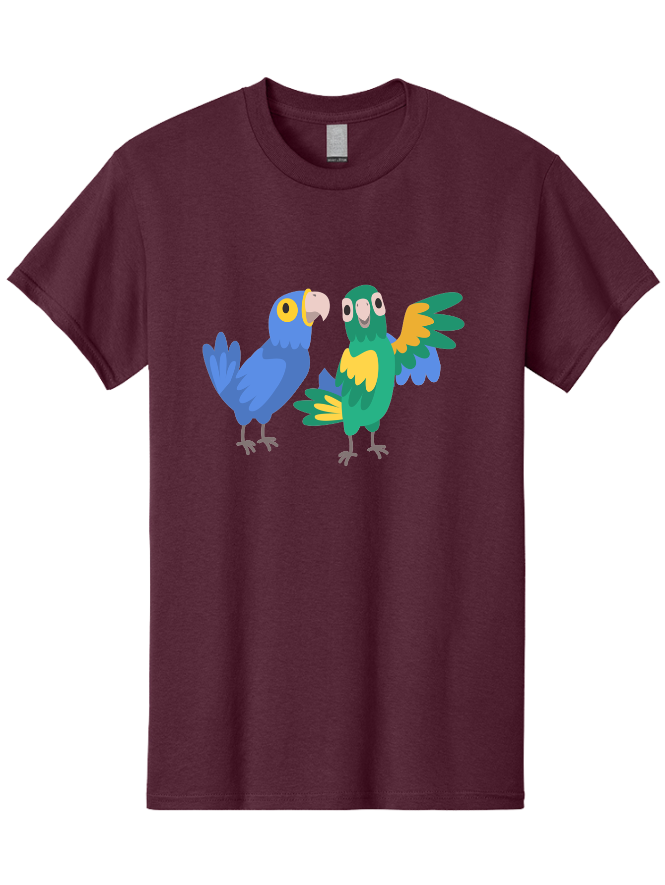 Blue-And-Green-Parrot Men'S Graphic Tee, 100% Cotton, Comfortable Casual Summer Wear, Machine Washable, Cartoon Parrots, Colorful Birds, Blue Parrot, Green Parrot, Yellow Accents, Bird Illustration, Vibrant Feathers, Talking Birds, Aab820 5