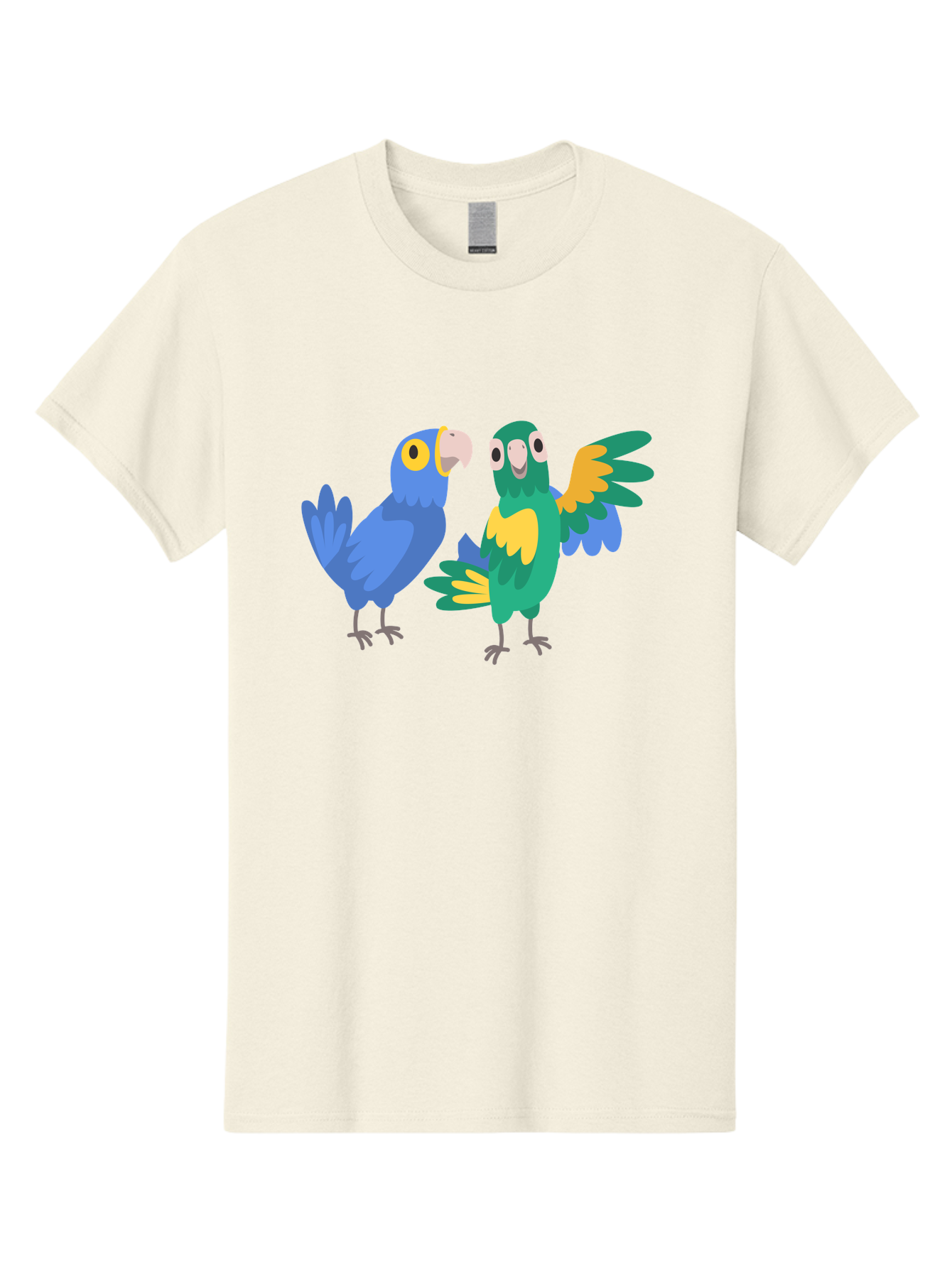 Blue-And-Green-Parrot Men'S Graphic Tee, 100% Cotton, Comfortable Casual Summer Wear, Machine Washable, Cartoon Parrots, Colorful Birds, Blue Parrot, Green Parrot, Yellow Accents, Bird Illustration, Vibrant Feathers, Talking Birds, Aab820 23