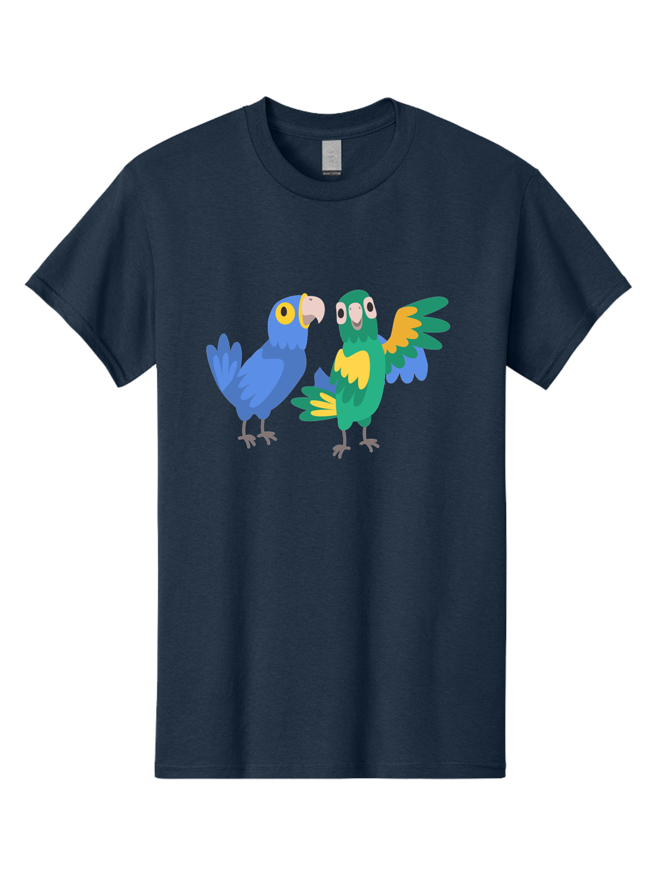 Blue-And-Green-Parrot Men'S Graphic Tee, 100% Cotton, Comfortable Casual Summer Wear, Machine Washable, Cartoon Parrots, Colorful Birds, Blue Parrot, Green Parrot, Yellow Accents, Bird Illustration, Vibrant Feathers, Talking Birds, Aab820 15
