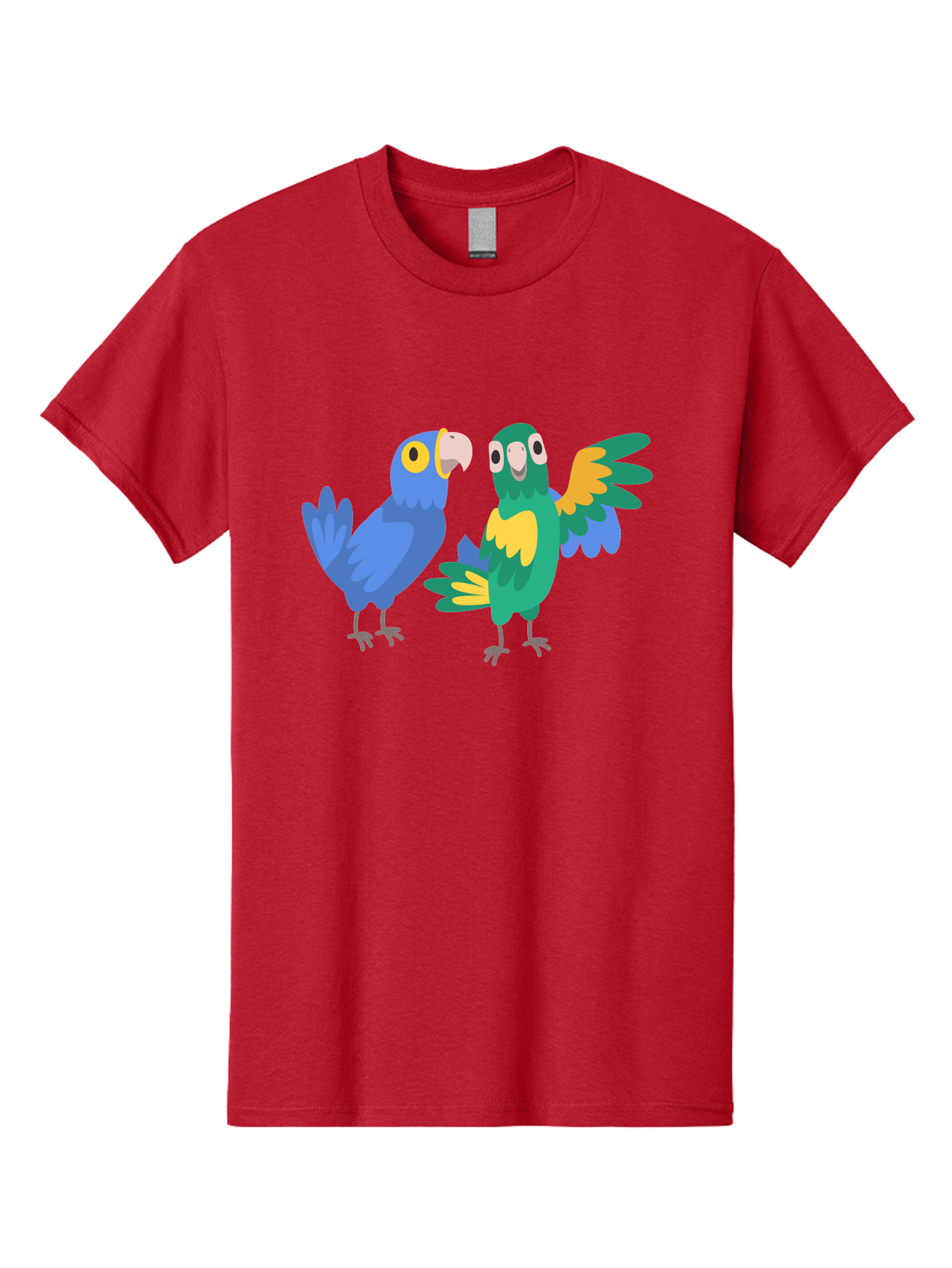 Blue-And-Green-Parrot Men'S Graphic Tee, 100% Cotton, Comfortable Casual Summer Wear, Machine Washable, Cartoon Parrots, Colorful Birds, Blue Parrot, Green Parrot, Yellow Accents, Bird Illustration, Vibrant Feathers, Talking Birds, Aab820 13
