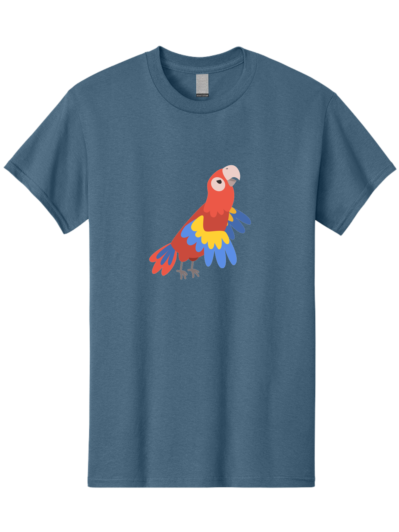 Colorful-Parrot-1 Men'S Graphic Tee, 100% Cotton, Comfortable Casual Summer Wear, Machine Washable, Colorful Parrot, Macaw Bird, Vibrant Plumage, Red, Blue, And Yellow Feathers, Tropical Bird, Cartoon Illustration, Playful Design, Aab824 9