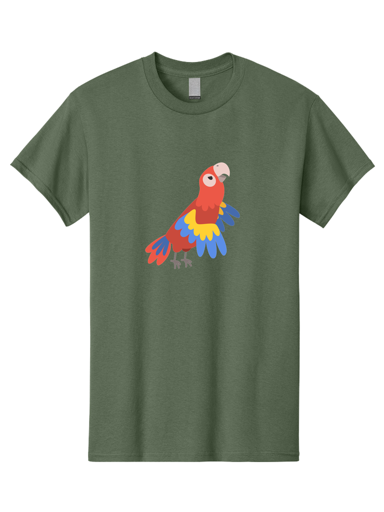 Colorful-Parrot-1 Men'S Graphic Tee, 100% Cotton, Comfortable Casual Summer Wear, Machine Washable, Colorful Parrot, Macaw Bird, Vibrant Plumage, Red, Blue, And Yellow Feathers, Tropical Bird, Cartoon Illustration, Playful Design, Aab824 23