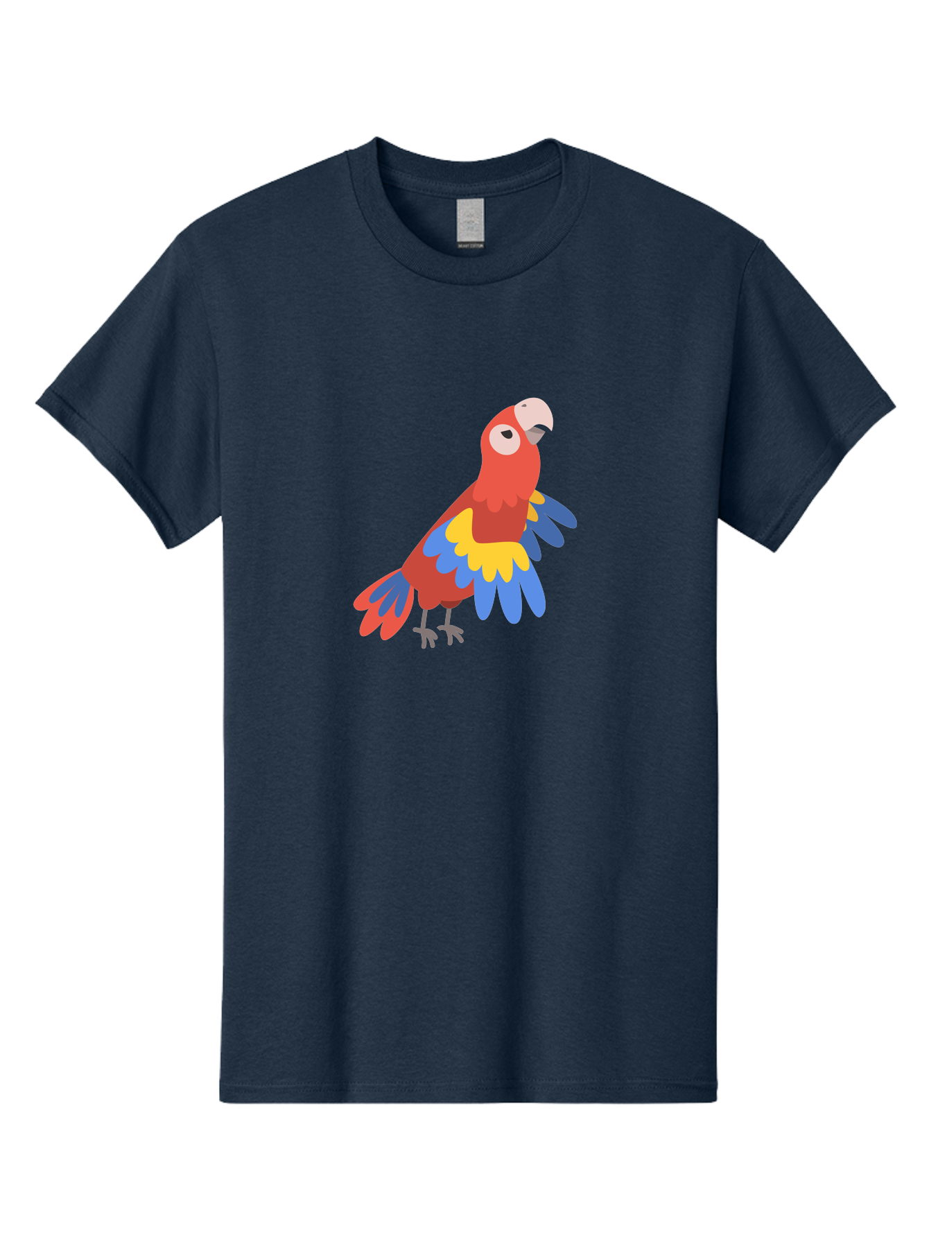 Colorful-Parrot-1 Men'S Graphic Tee, 100% Cotton, Comfortable Casual Summer Wear, Machine Washable, Colorful Parrot, Macaw Bird, Vibrant Plumage, Red, Blue, And Yellow Feathers, Tropical Bird, Cartoon Illustration, Playful Design, Aab824 19