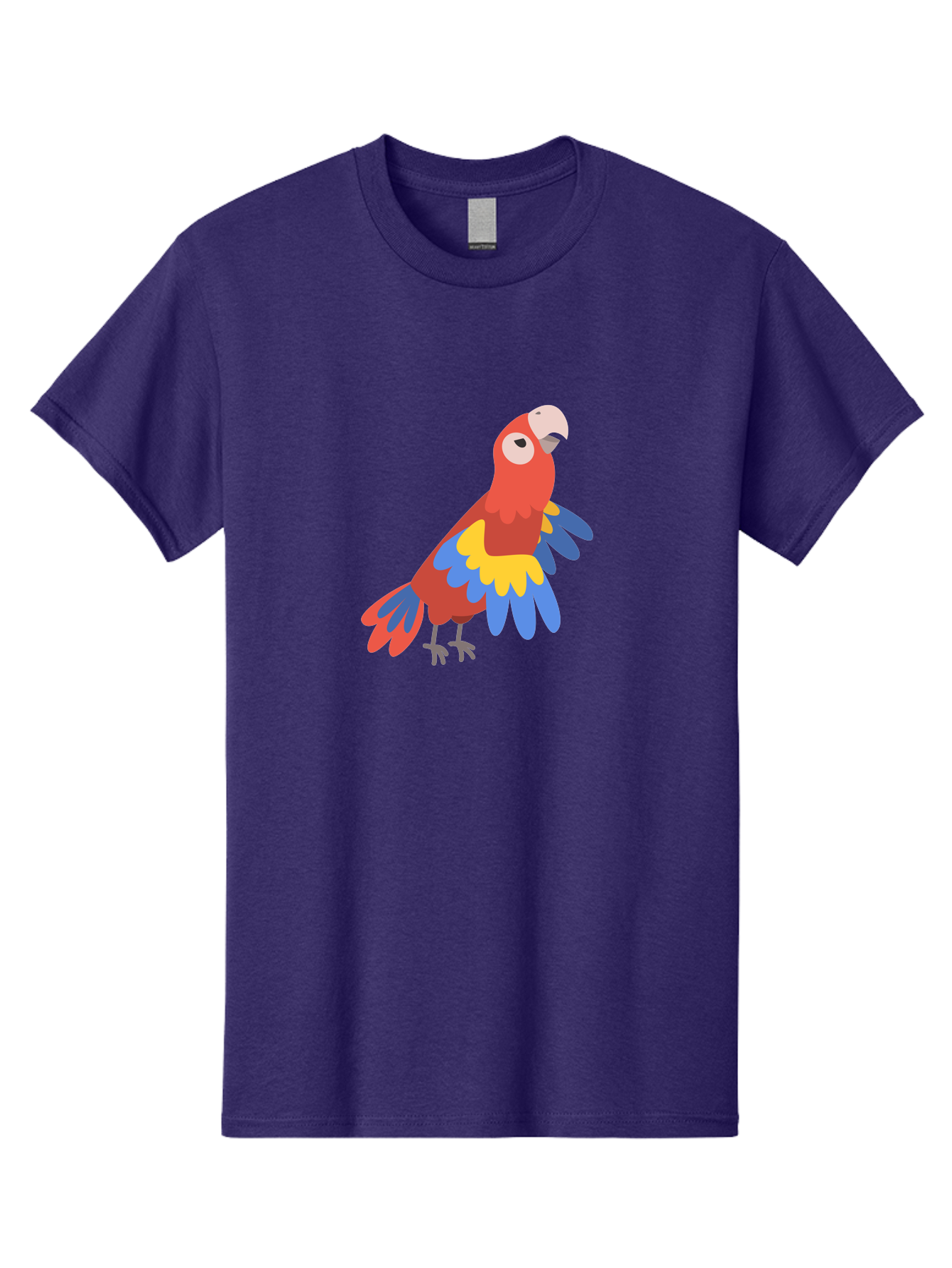 Colorful-Parrot-1 Men'S Graphic Tee, 100% Cotton, Comfortable Casual Summer Wear, Machine Washable, Colorful Parrot, Macaw Bird, Vibrant Plumage, Red, Blue, And Yellow Feathers, Tropical Bird, Cartoon Illustration, Playful Design, Aab824 17