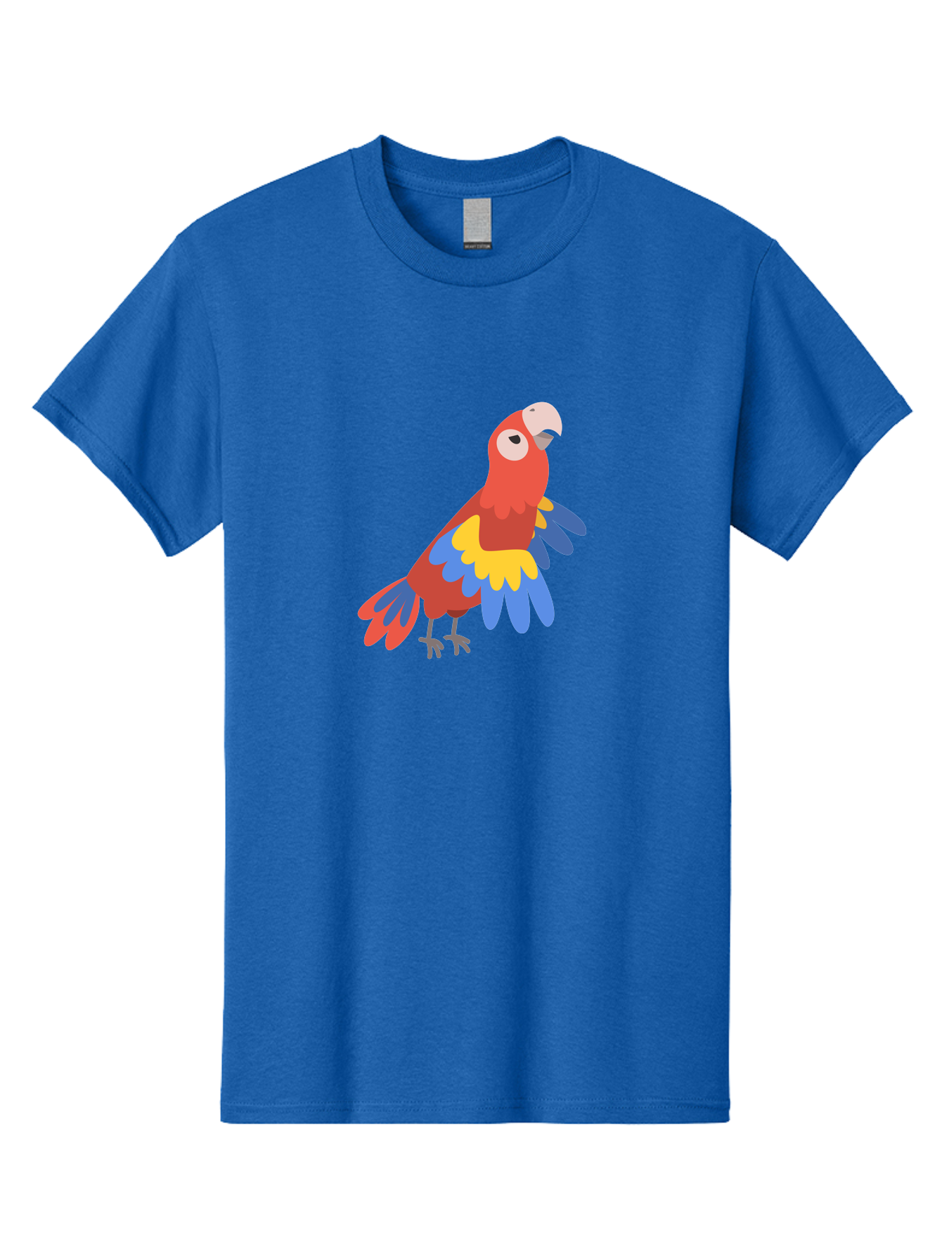 Colorful-Parrot-1 Men'S Graphic Tee, 100% Cotton, Comfortable Casual Summer Wear, Machine Washable, Colorful Parrot, Macaw Bird, Vibrant Plumage, Red, Blue, And Yellow Feathers, Tropical Bird, Cartoon Illustration, Playful Design, Aab824 13
