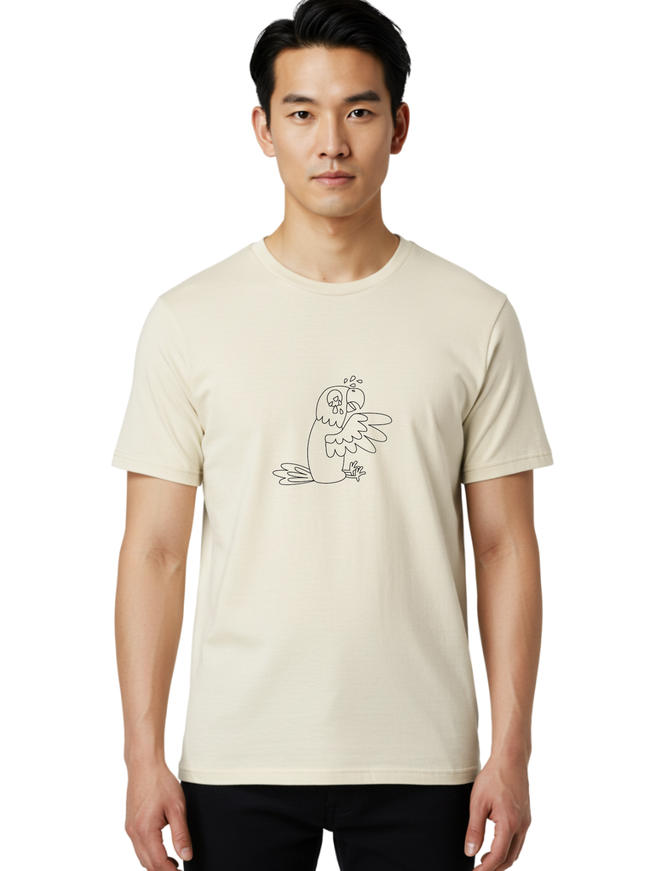 Crying-Parrot-2 Men'S Graphic Tee, 100% Cotton, Comfortable Casual Summer Wear, Machine Washable, Bird Crying, Sad Animal, Sorrowful Creature, Tears Falling, Unhappy Bird, Crying Parrot, Emotional Animal, Distressed Bird Aab827 30