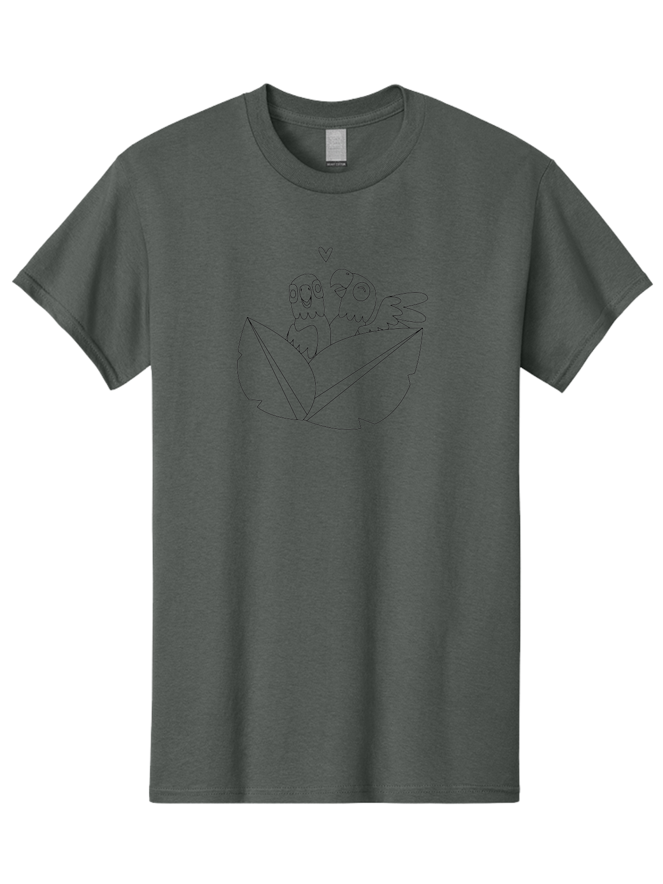 Love-Birds-1 Men'S Graphic Tee, 100% Cotton, Comfortable Casual Summer Wear, Machine Washable, Two Birds Perched On Leaves, Love Heart Symbol, Adorable Cartoon Birds, Sweet Couple, Tender Moment, Lovable Animals, Coloring Page Art Aab834 25