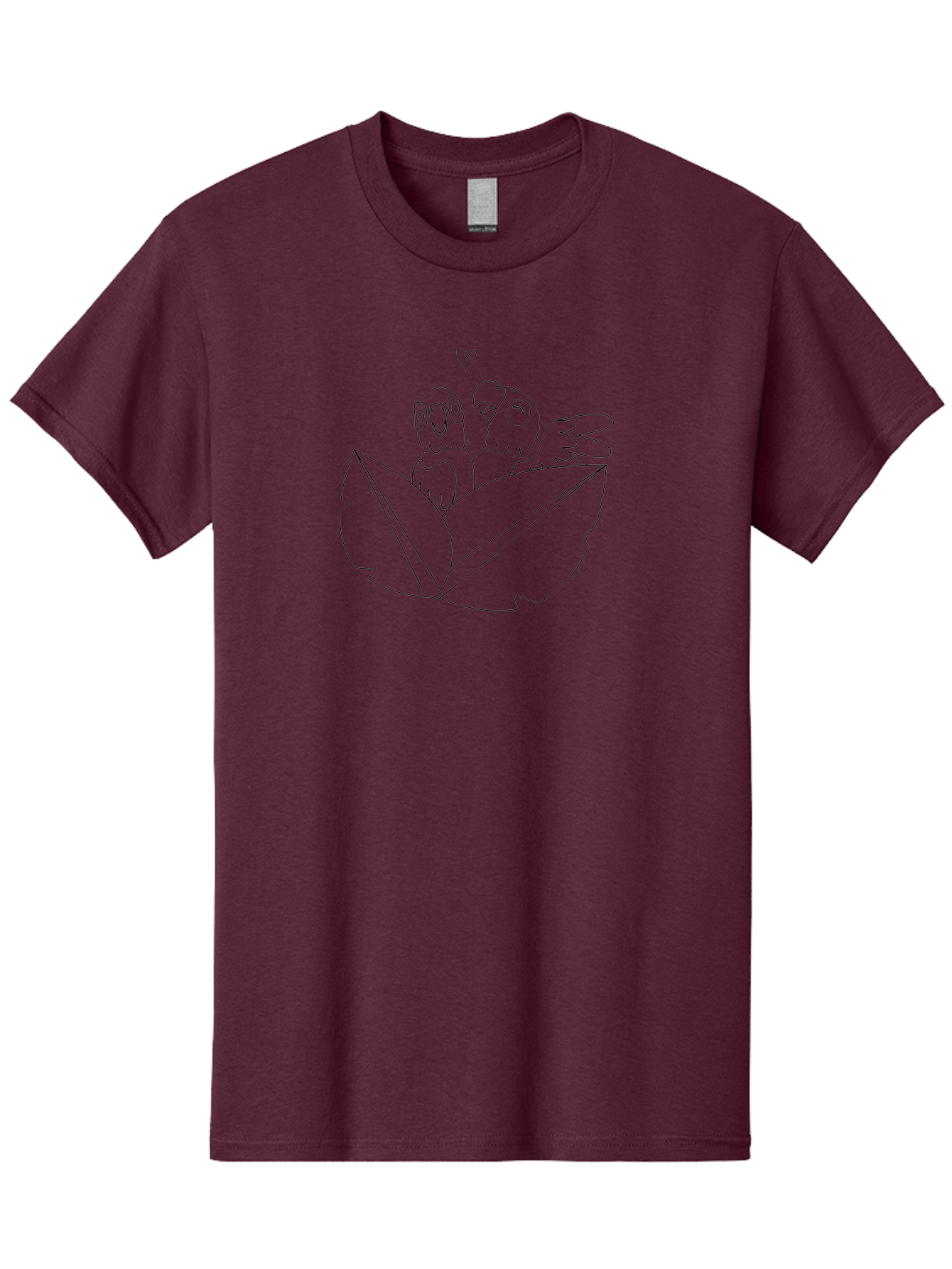 Love-Birds-1 Men'S Graphic Tee, 100% Cotton, Comfortable Casual Summer Wear, Machine Washable, Two Birds Perched On Leaves, Love Heart Symbol, Adorable Cartoon Birds, Sweet Couple, Tender Moment, Lovable Animals, Coloring Page Art Aab834 1