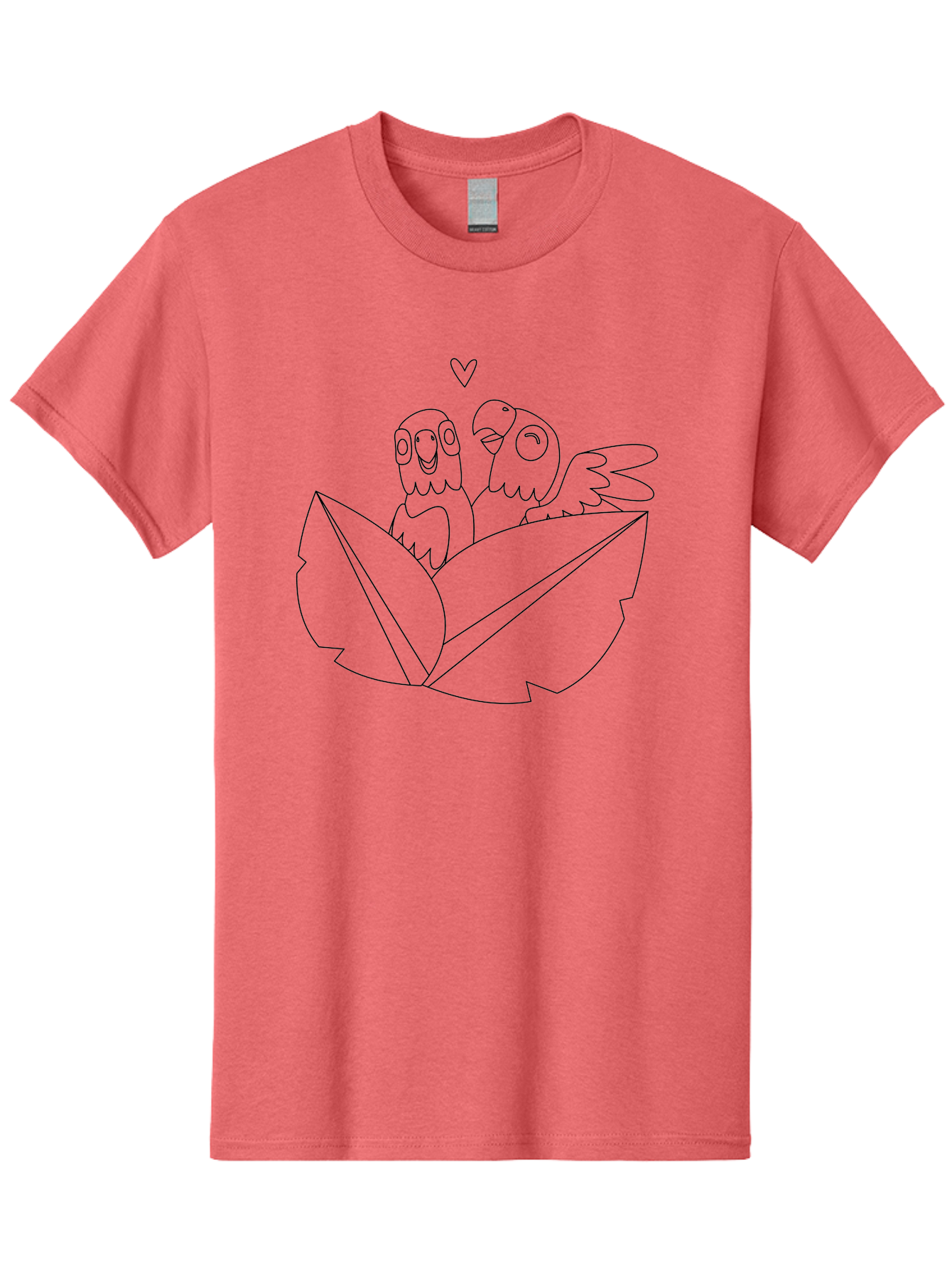 Love-Parrots Men'S Graphic Tee, 100% Cotton, Comfortable Casual Summer Wear, Machine Washable, Love Birds, Parrot Couple, Heart Symbol, Cute Animals, Bird Illustrations, Tropical Birds, Cartoon Parrots, Adorable Parrots, Nature Graphics Aab836 21