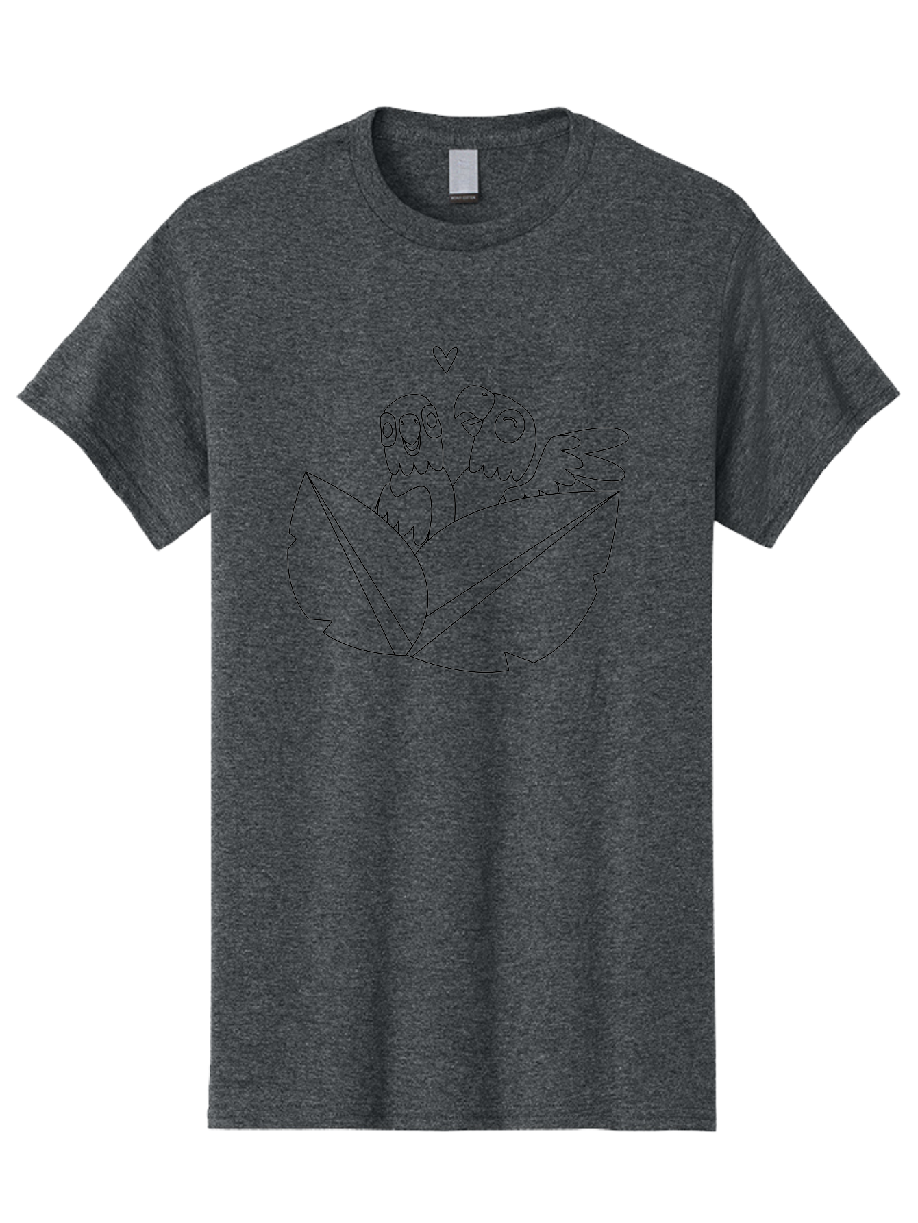 Love-Parrots Men'S Graphic Tee, 100% Cotton, Comfortable Casual Summer Wear, Machine Washable, Love Birds, Parrot Couple, Heart Symbol, Cute Animals, Bird Illustrations, Tropical Birds, Cartoon Parrots, Adorable Parrots, Nature Graphics Aab836 27