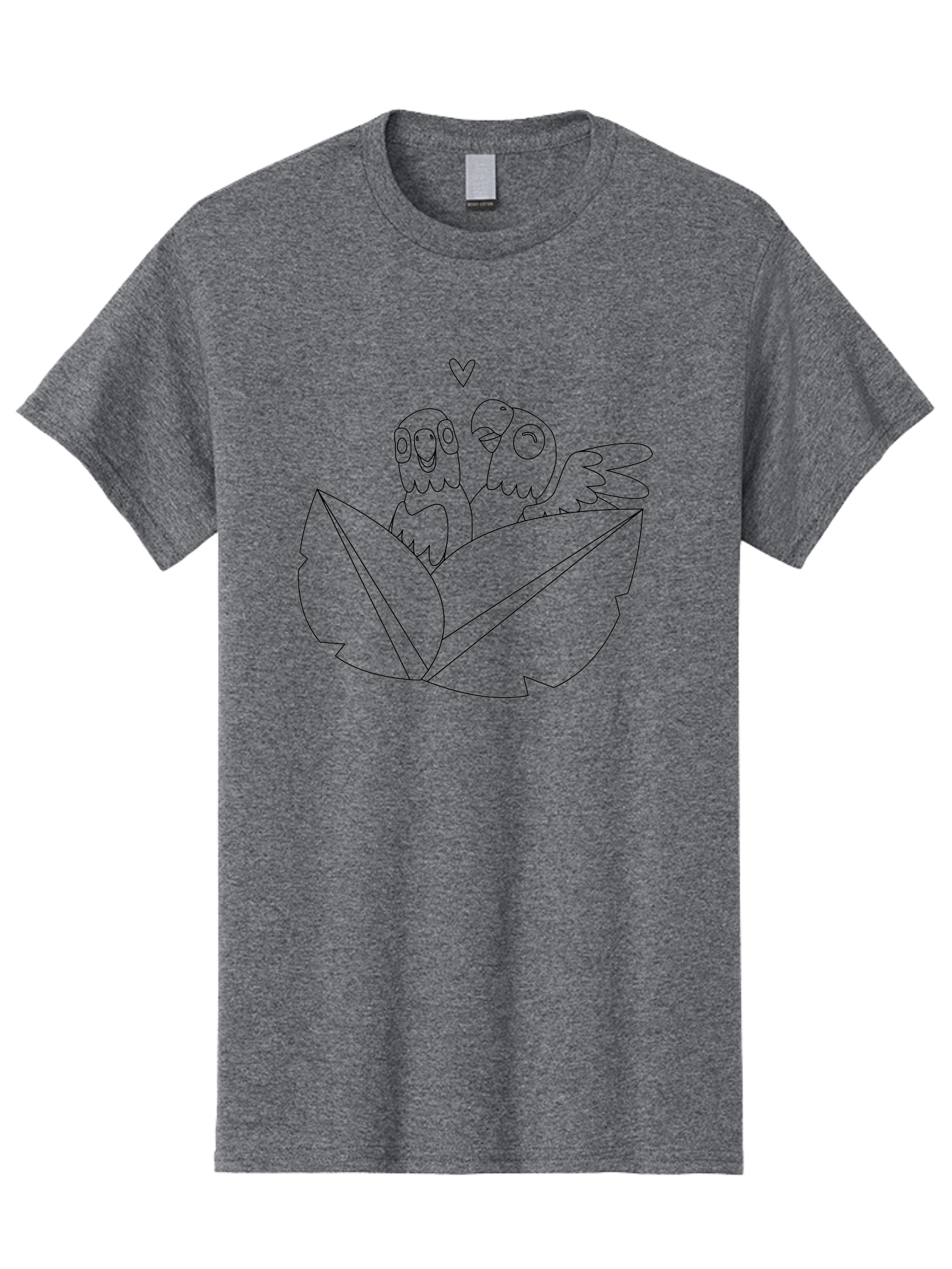 Love-Parrots Men'S Graphic Tee, 100% Cotton, Comfortable Casual Summer Wear, Machine Washable, Love Birds, Parrot Couple, Heart Symbol, Cute Animals, Bird Illustrations, Tropical Birds, Cartoon Parrots, Adorable Parrots, Nature Graphics Aab836 3