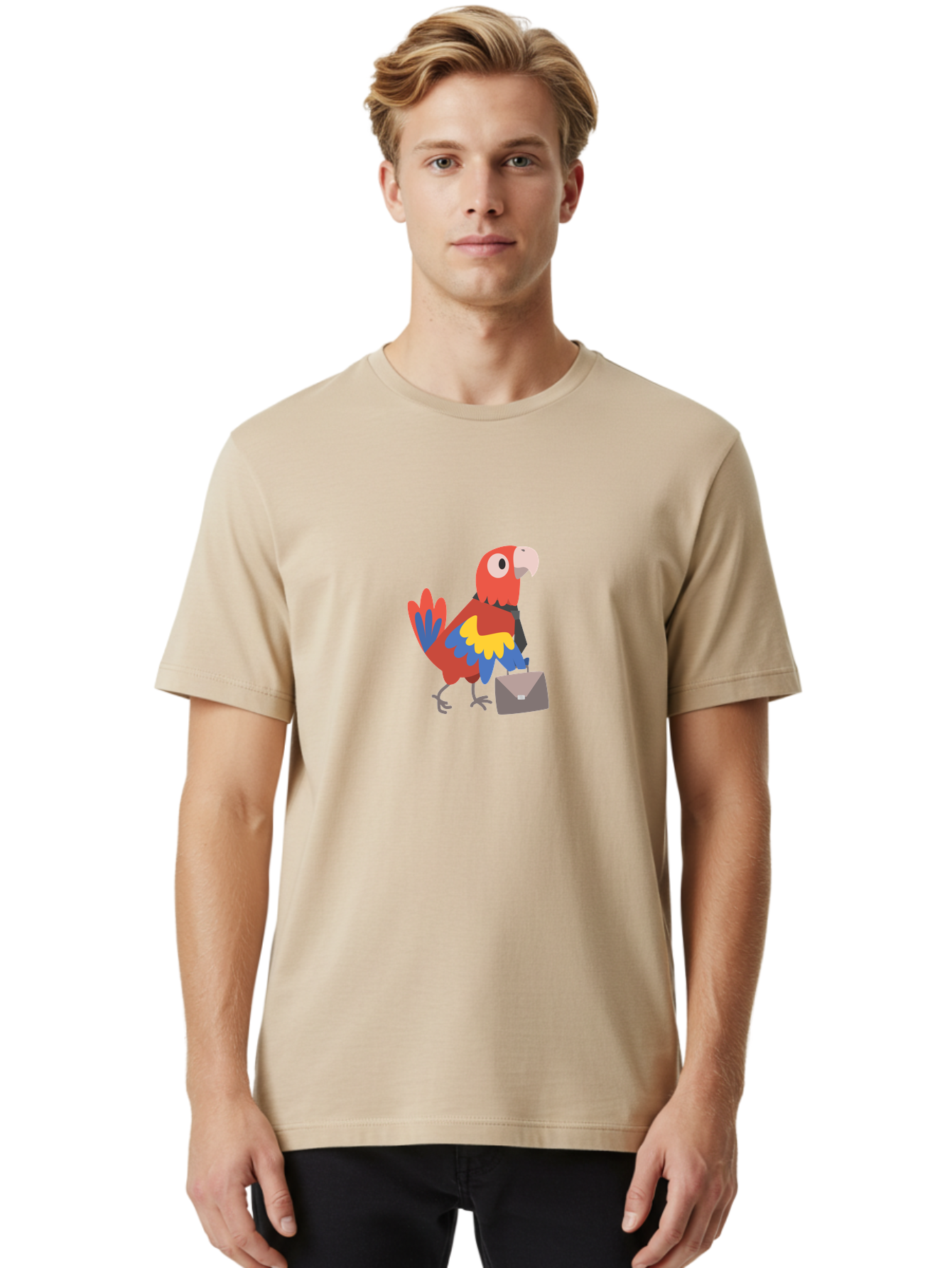 Macaw-Mail Men'S Graphic Tee, 100% Cotton, Comfortable Casual Summer Wear, Machine Washable, Colorful Parrot, Vibrant Plumage, Cartoon-Style, Mail Delivery, Parrot With Envelope, Tropical Bird, Illustration, Letter Delivery Aab839 8