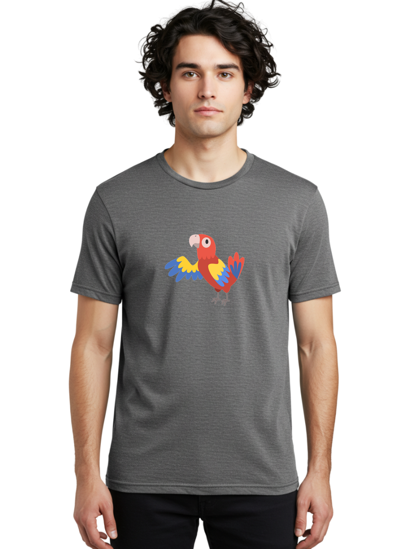 Macaw Men'S Graphic Tee, 100% Cotton, Comfortable Casual Summer Wear, Machine Washable, Colorful Parrot, Vibrant Red And Blue And Yellow Feathers, Cartoon Bird, Tropical Animal, Exotic Pet, Playful Creature Aab840 28