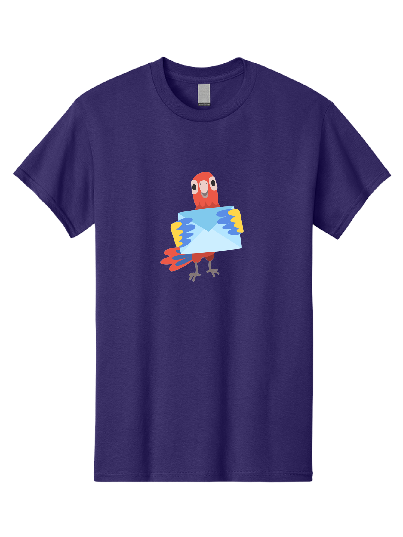 Mail-Parrot Men'S Graphic Tee, 100% Cotton, Comfortable Casual Summer Wear, Machine Washable, Colorful Cartoon Parrot, Red And Blue Bird, Email Symbol, Envelope Icon, Vibrant Plumage, Playful Illustration, Bird Holding Letter Aab841 13
