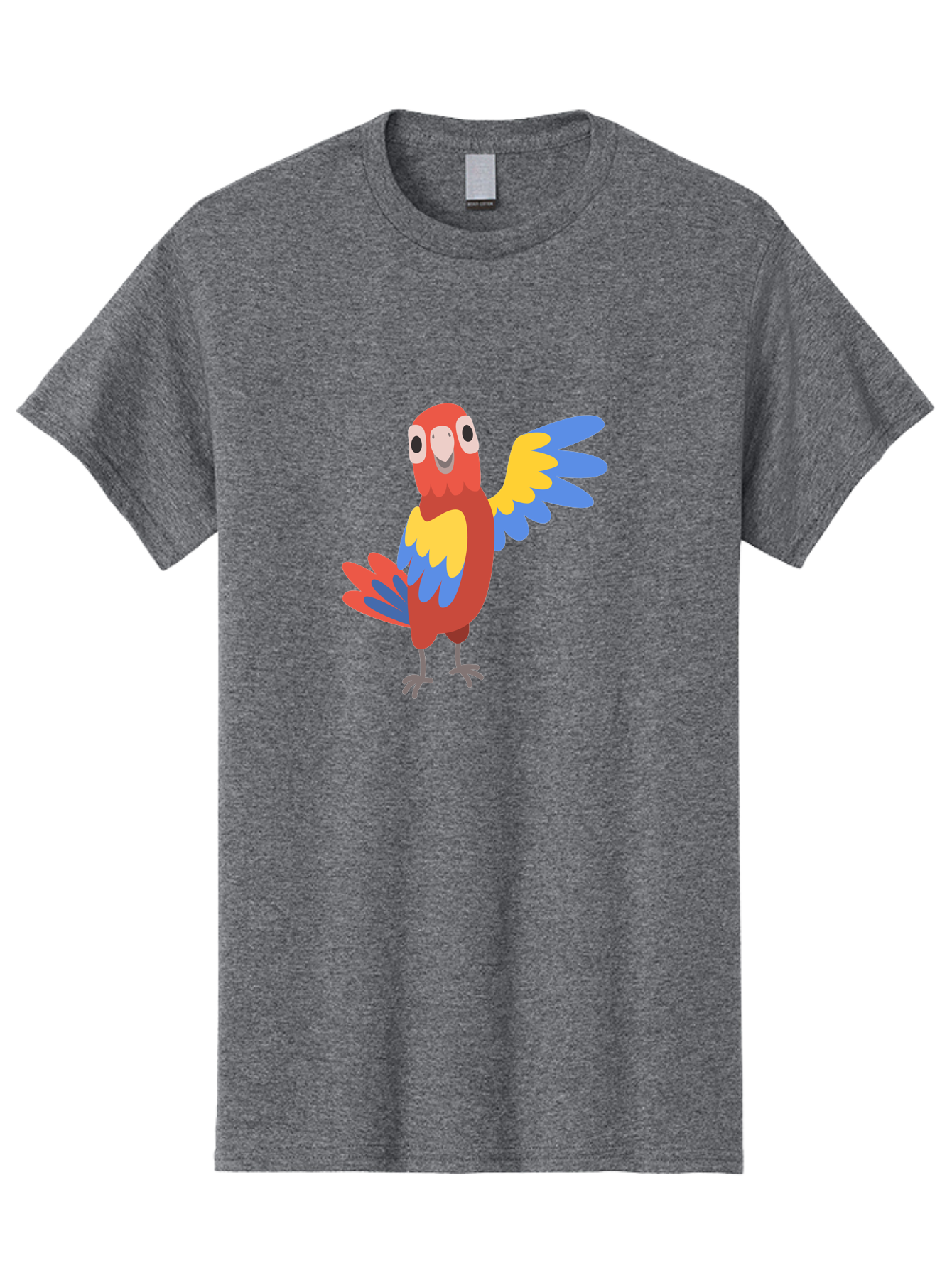 Parrot-1 Men'S Graphic Tee, 100% Cotton, Comfortable Casual Summer Wear, Machine Washable, Colorful Parrot, Cartoon Bird, Vibrant Red, Yellow, Blue Hues, Playful Wings, Happy Expression, Animated Character, Whimsical Design, Quirky Style Aab847 23