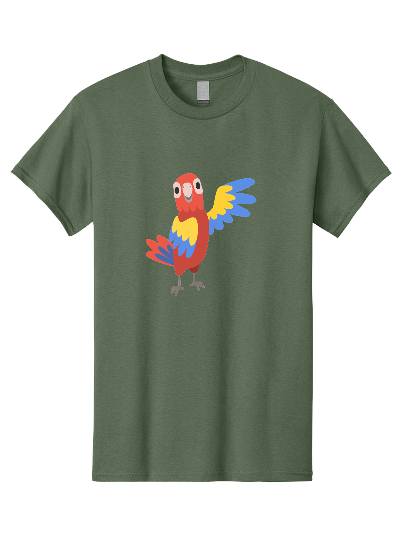 Parrot-1 Men'S Graphic Tee, 100% Cotton, Comfortable Casual Summer Wear, Machine Washable, Colorful Parrot, Cartoon Bird, Vibrant Red, Yellow, Blue Hues, Playful Wings, Happy Expression, Animated Character, Whimsical Design, Quirky Style Aab847 21