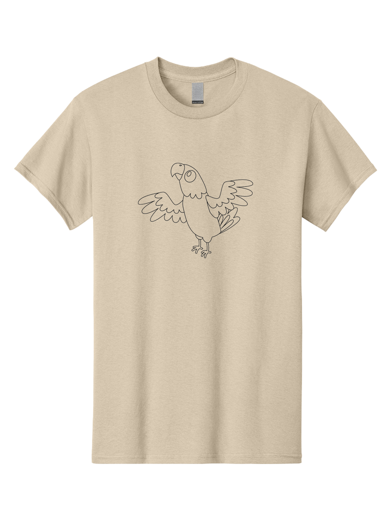 Parrot-10 Men'S Graphic Tee, 100% Cotton, Comfortable Casual Summer Wear, Machine Washable, Simple Parrot Illustration, Outline Drawing, Bird With Wings, Cartoon Parrot, Parrot Coloring Page, Simple Bird Drawing, Parrot Graphic Aab848 17