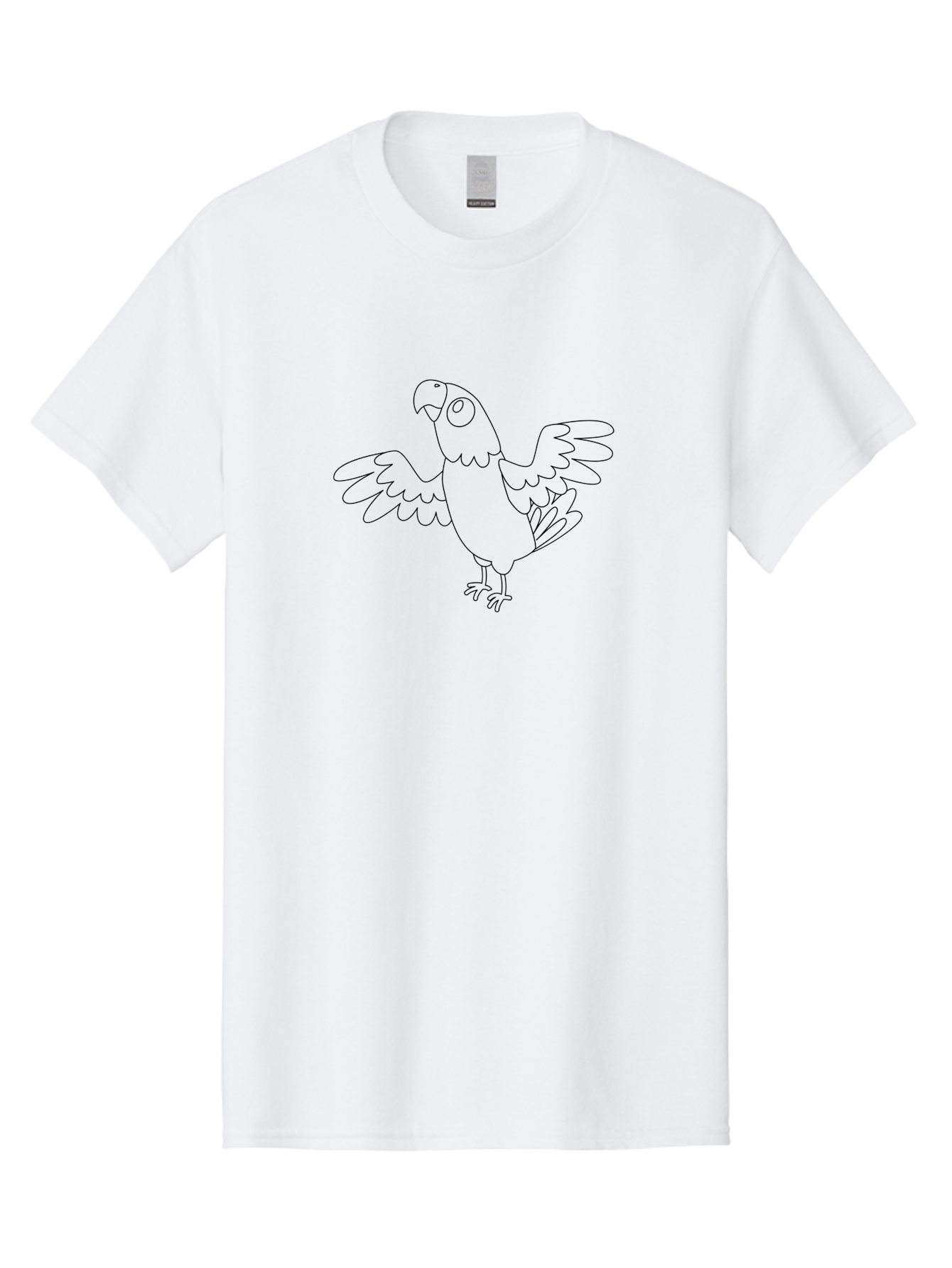 Parrot-10 Men'S Graphic Tee, 100% Cotton, Comfortable Casual Summer Wear, Machine Washable, Simple Parrot Illustration, Outline Drawing, Bird With Wings, Cartoon Parrot, Parrot Coloring Page, Simple Bird Drawing, Parrot Graphic Aab848 5