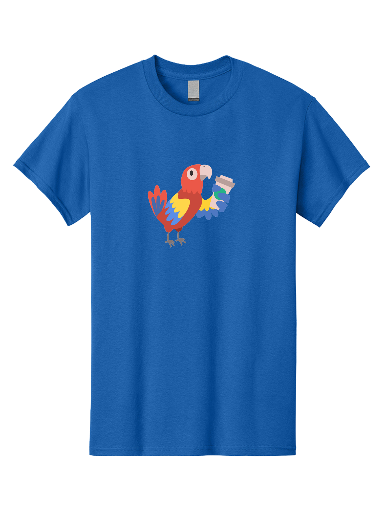 Parrot-2 Men'S Graphic Tee, 100% Cotton, Comfortable Casual Summer Wear, Machine Washable, Colorful Parrot, Cartoon Bird, Coffee Cup, Vibrant Feathers, Playful Illustration, Tropical Bird, Coffee Love, Exotic Pet Aab850 25